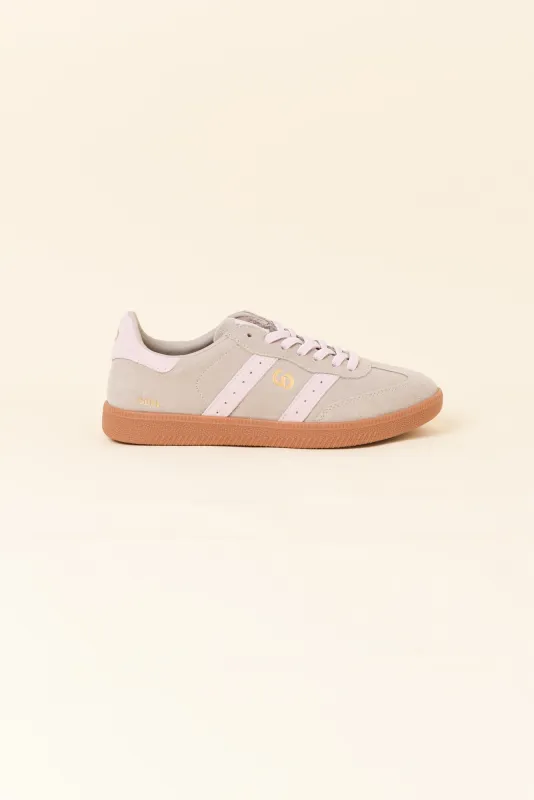 Parallel Taupe and Pink Contrast Suede Sneaker made by Blue Bungalow