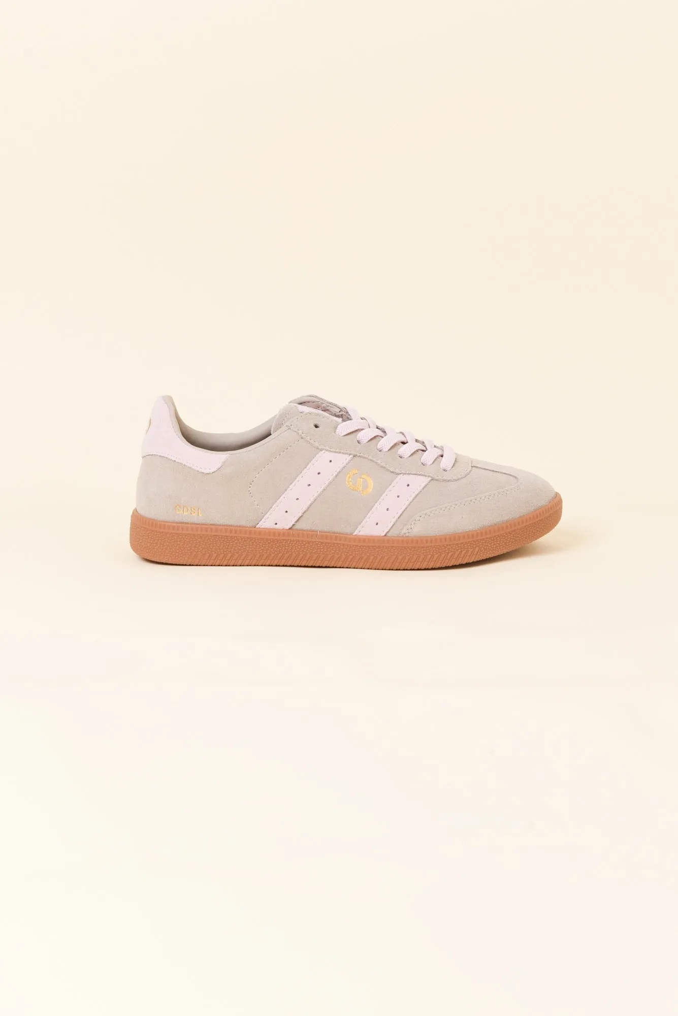 Parallel Taupe and Pink Contrast Suede Sneaker sold by Blue Bungalow