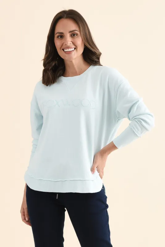 Simplified Blue Cotton Crewneck Sweatshirt made by Foxwood Clothing