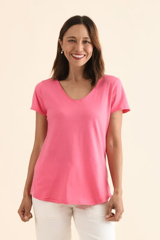 Maggie Melon Cotton Vee Tee made by Elm Lifestyle