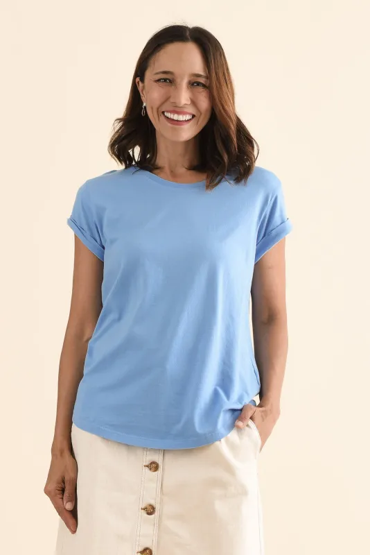 Manly Sky Blue Cotton Tee made by Foxwood Clothing