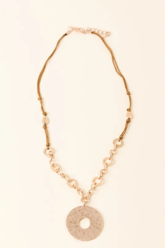 Haruko Gold Disc Pendant Necklace made by Blue Bungalow