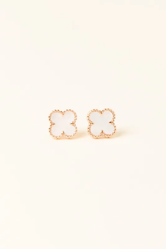 Riva White Flower Earrings made by Blue Bungalow