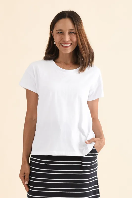 Monroe White Cotton Pleated Tee made by Blue Bungalow