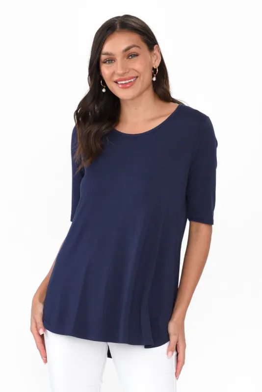 Maya Navy Half Sleeve Tee sold by Blue Bungalow