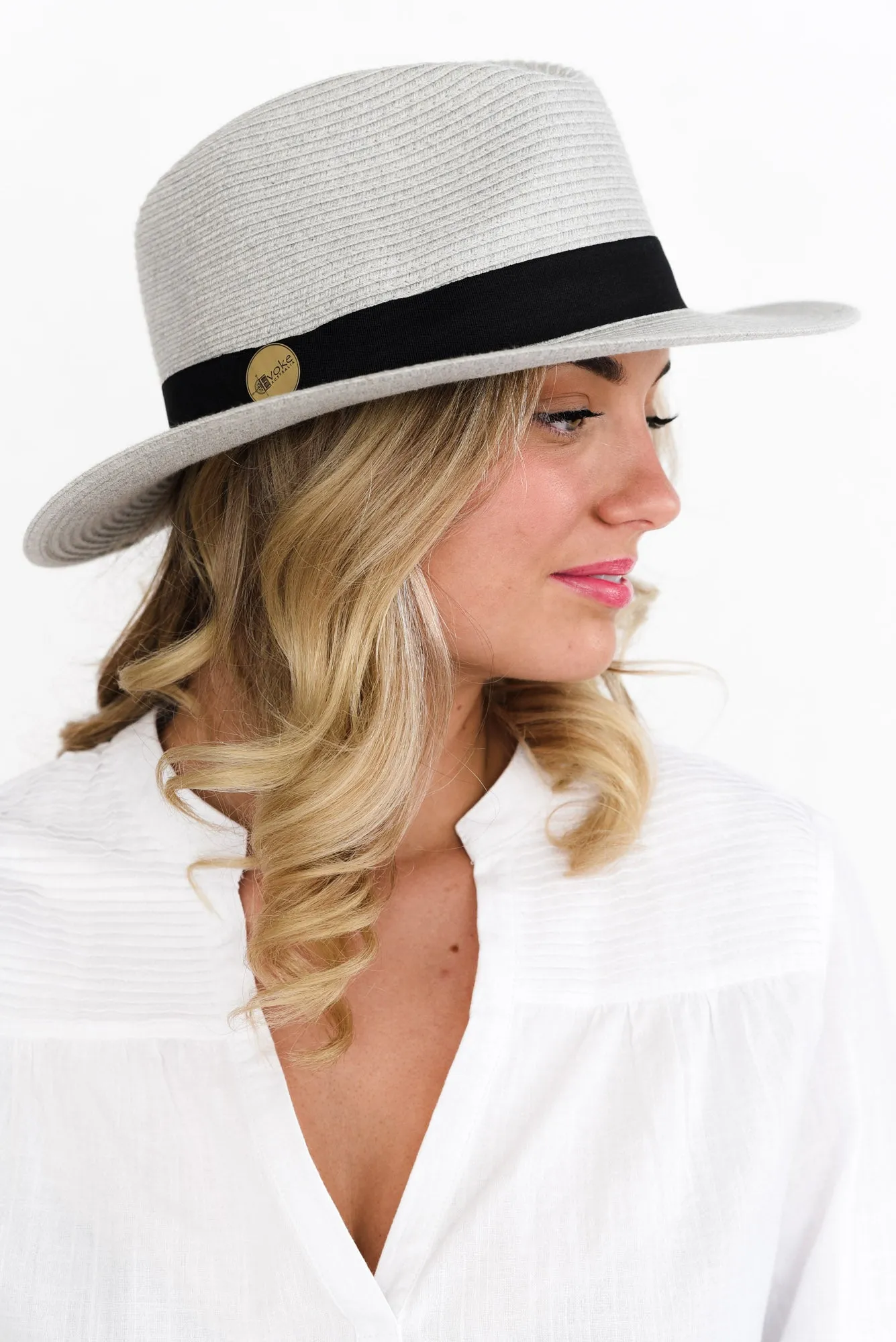 Grey Wide Brim Travel Fedora sold by Blue Bungalow