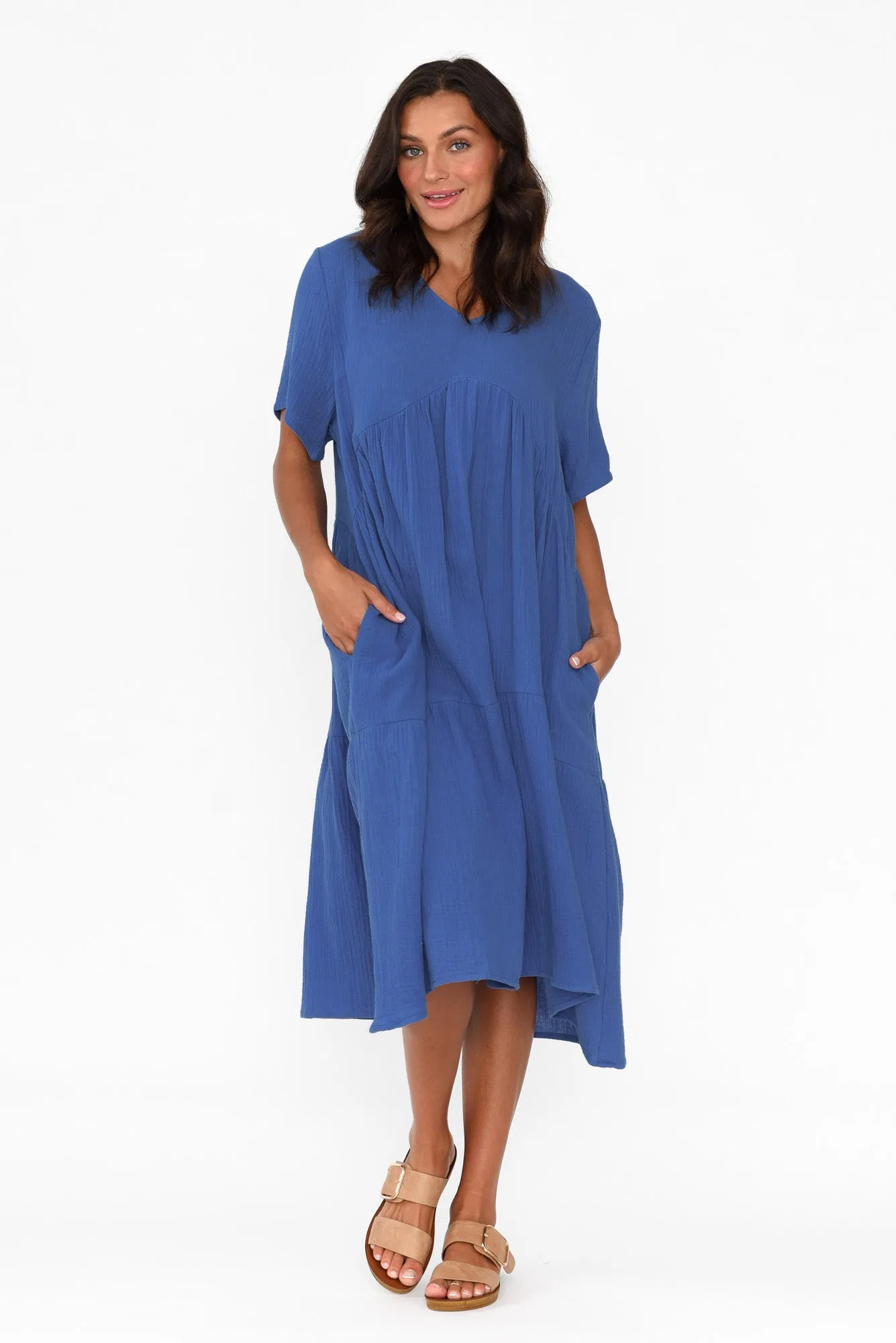 Evianna Cobalt Cotton Peak Dress sold by Blue Bungalow product image thumbnail 2