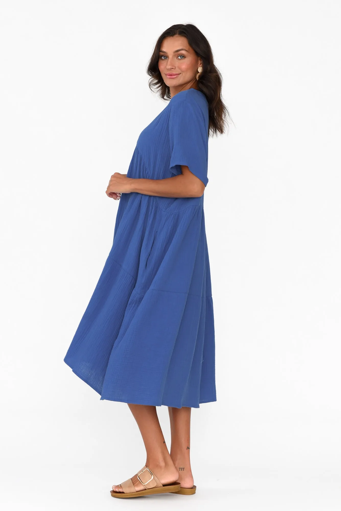 Evianna Cobalt Cotton Peak Dress sold by Blue Bungalow product image thumbnail 4