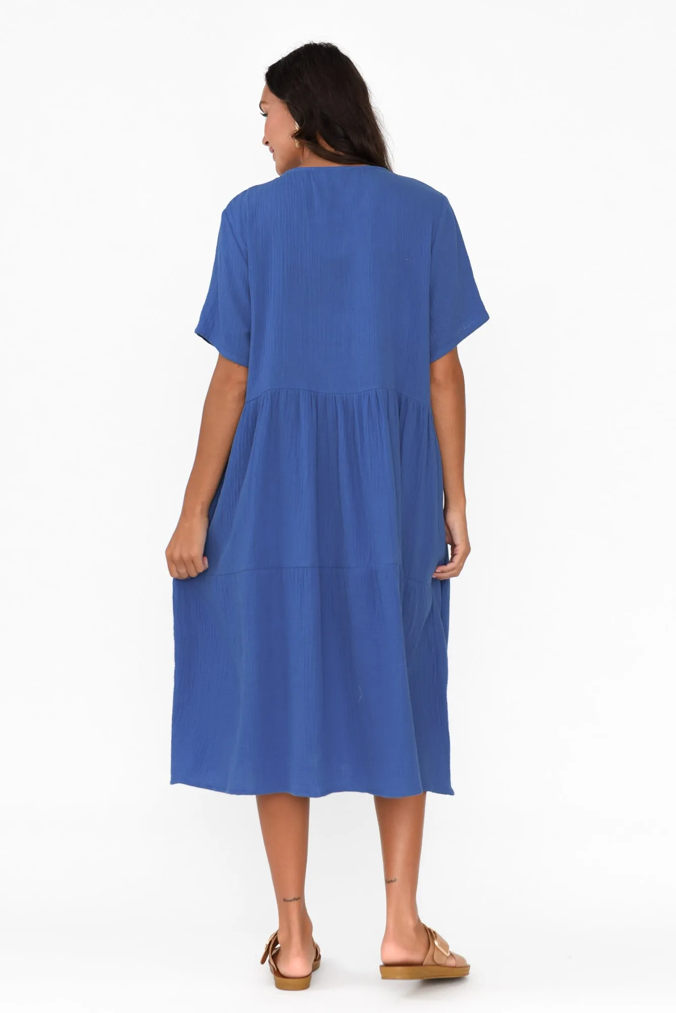 Evianna Cobalt Cotton Peak Dress sold by Blue Bungalow product image thumbnail 5
