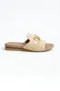 Kandy Beige Raffia Buckle Slide sold by Blue Bungalow