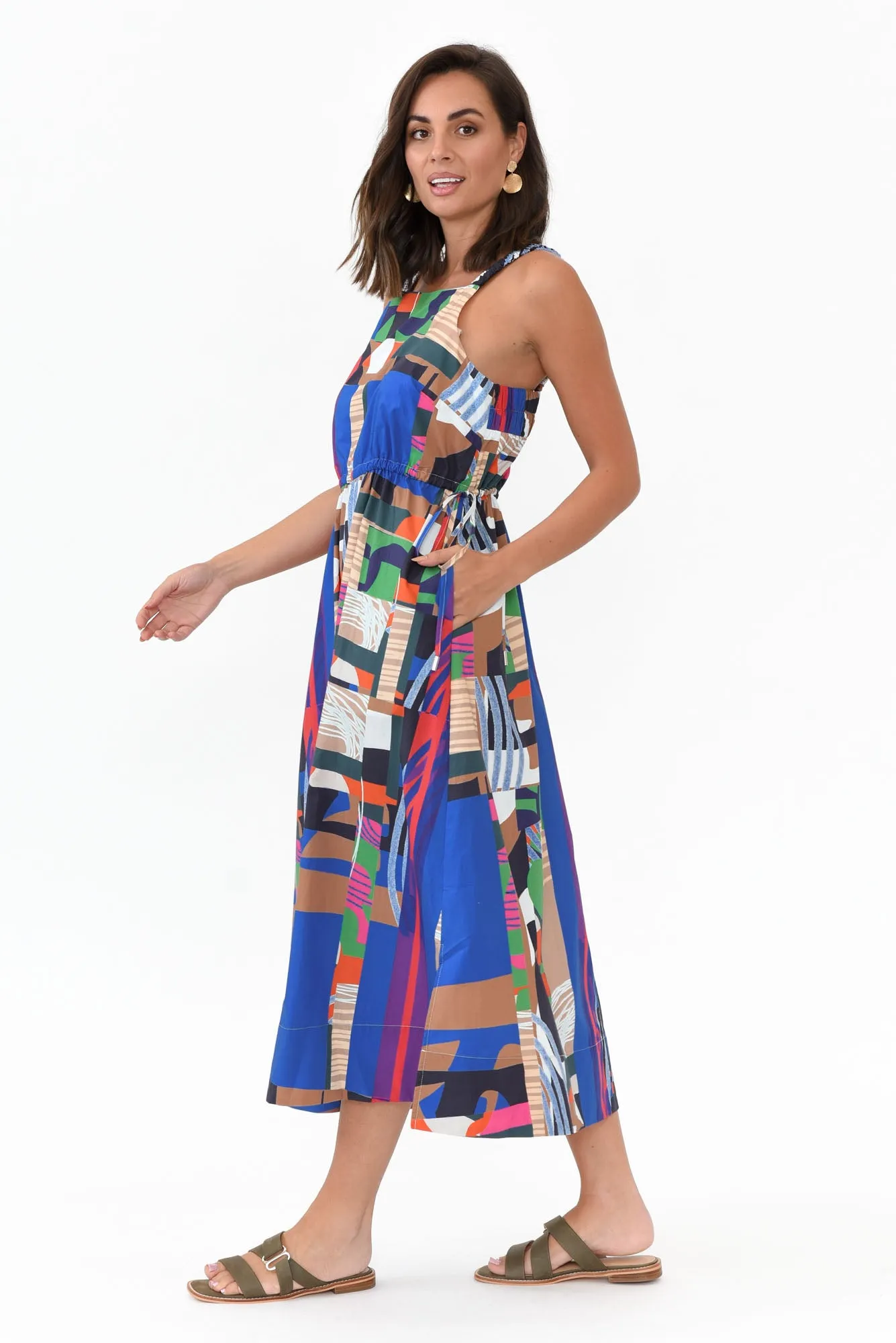 Waldon Blue Abstract Cotton Dress sold by Blue Bungalow product image thumbnail 4