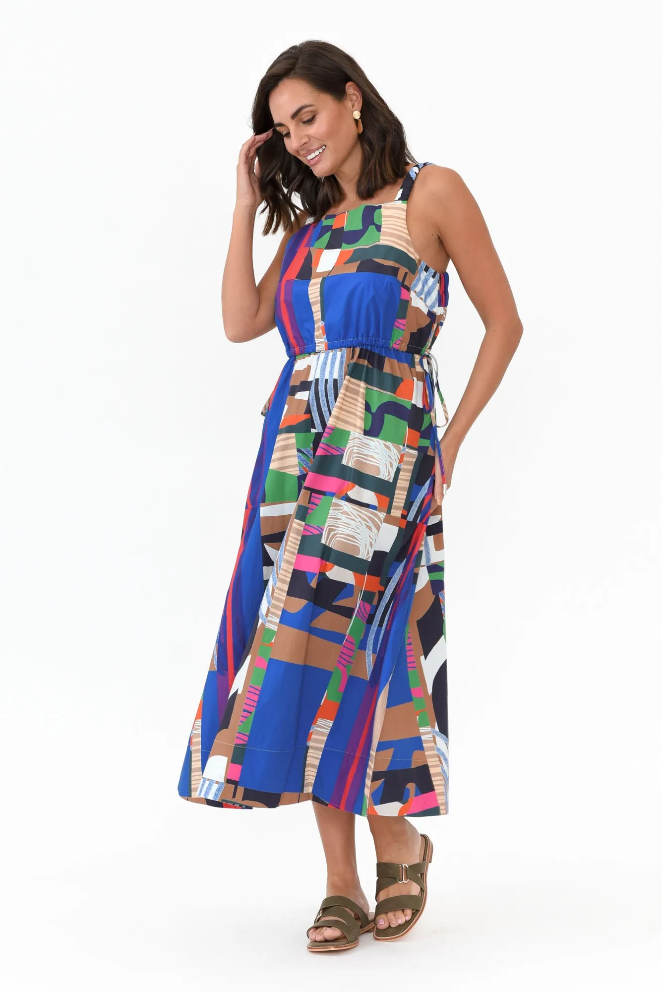 Waldon Blue Abstract Cotton Dress sold by Blue Bungalow product image thumbnail 2