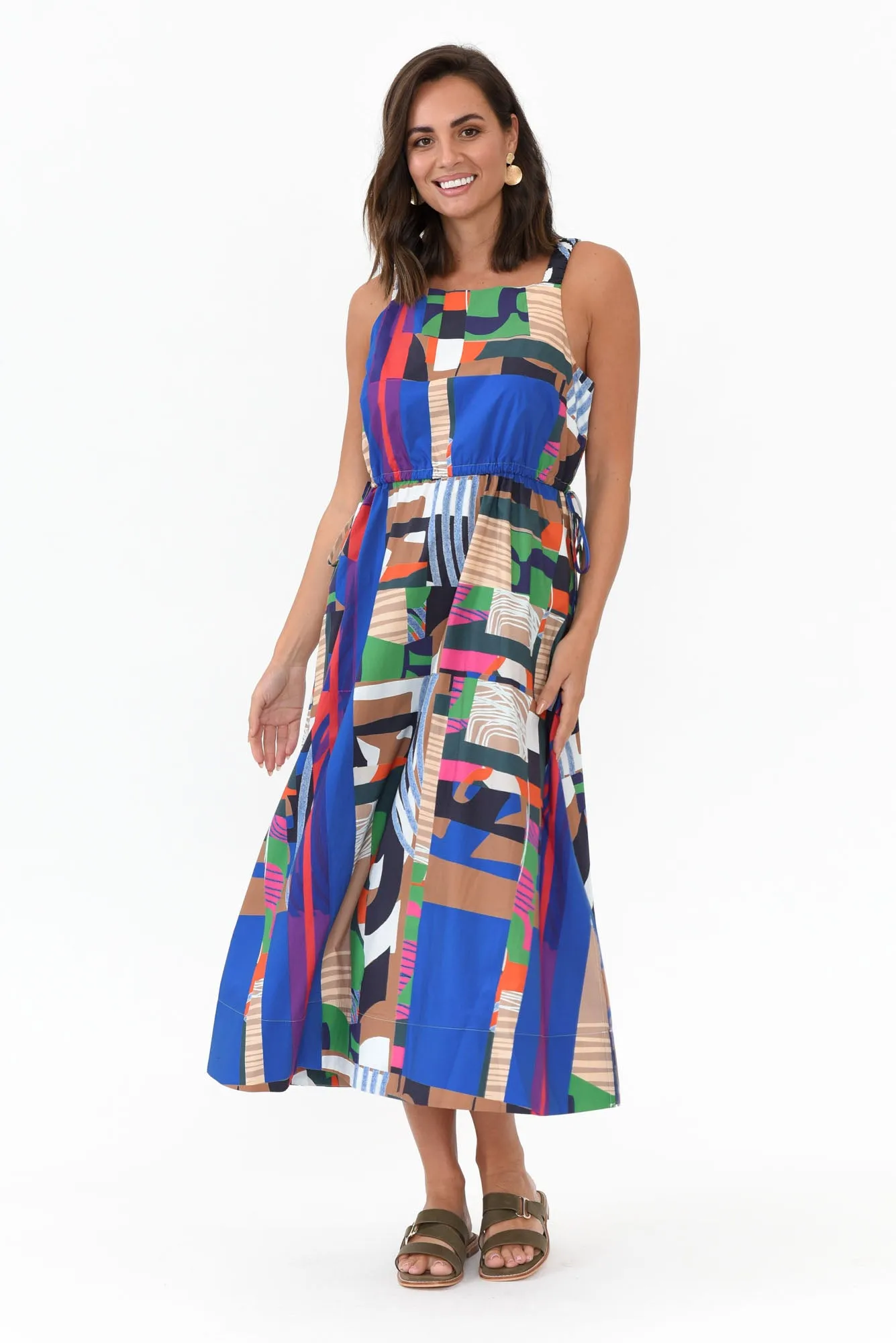 Waldon Blue Abstract Cotton Dress sold by Blue Bungalow