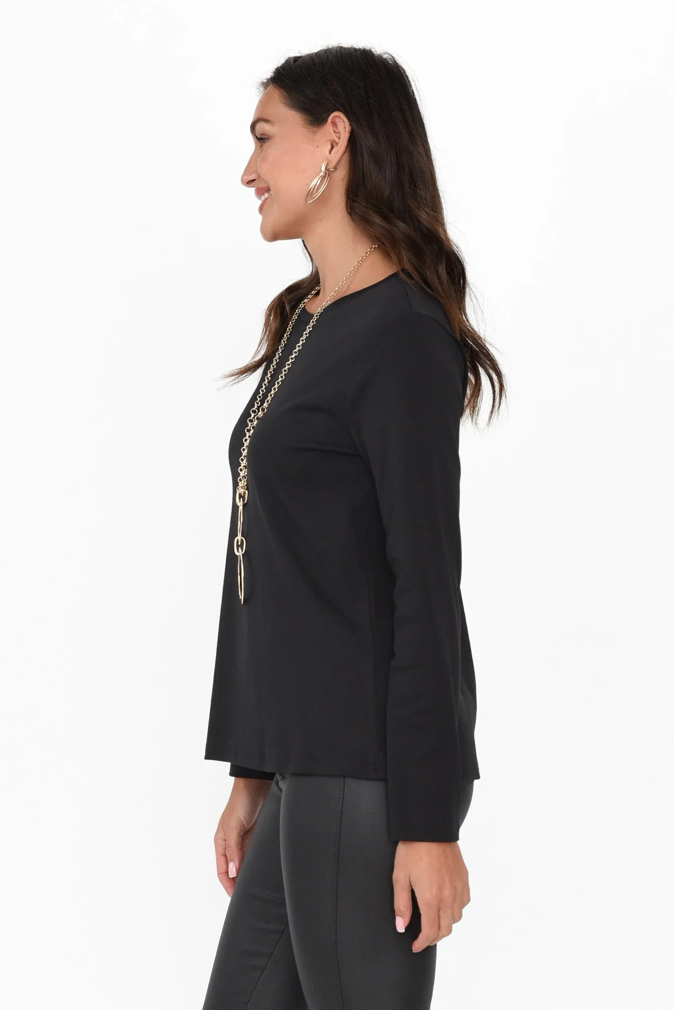 Porter Black Cotton Long Sleeve Top sold by Blue Bungalow product image thumbnail 3