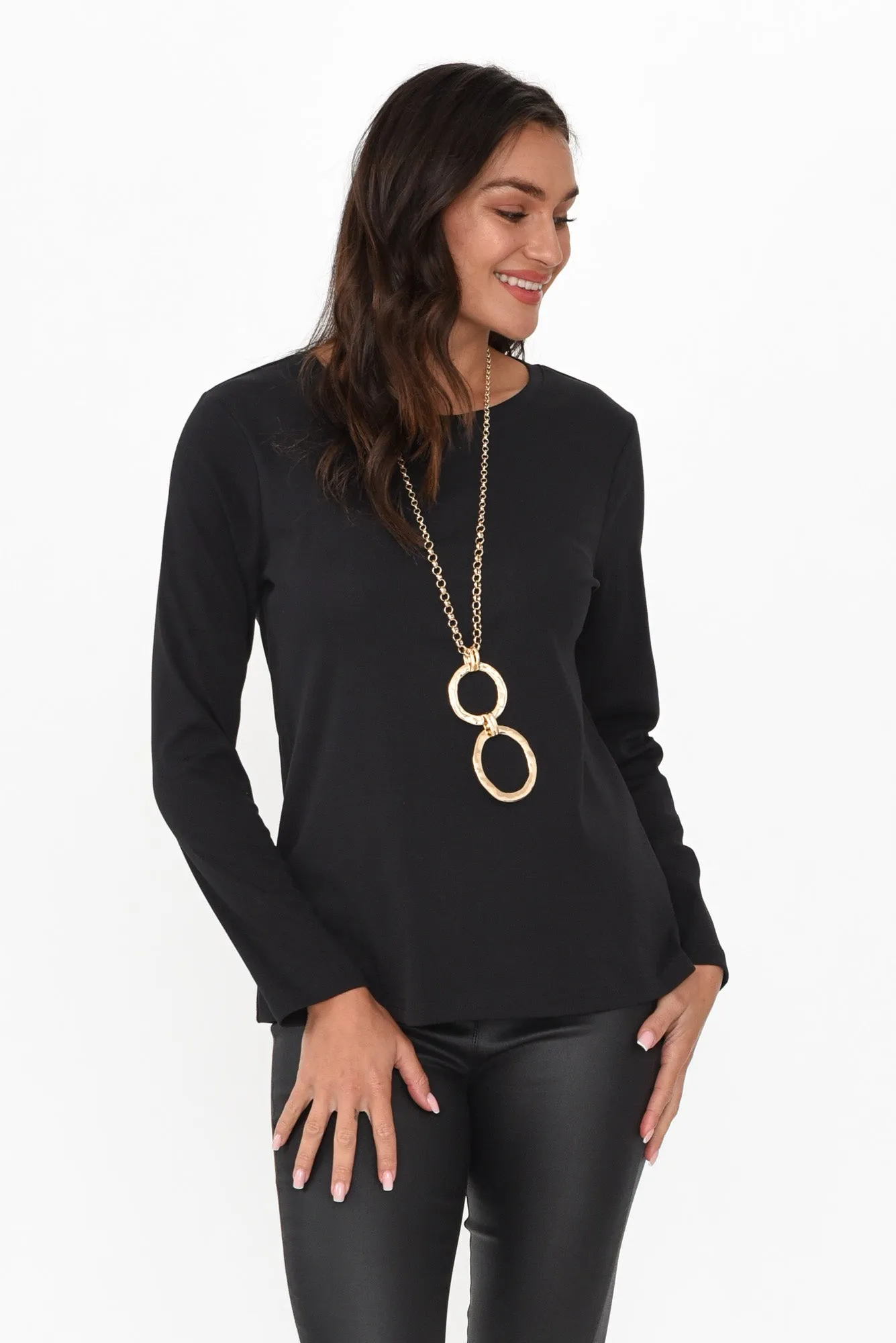Porter Black Cotton Long Sleeve Top sold by Blue Bungalow