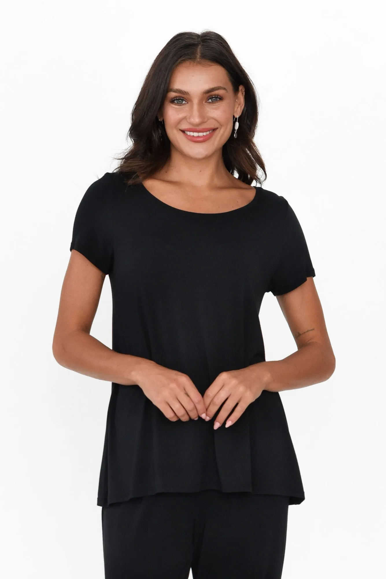 Black Micro Modal Swing Tee sold by Blue Bungalow