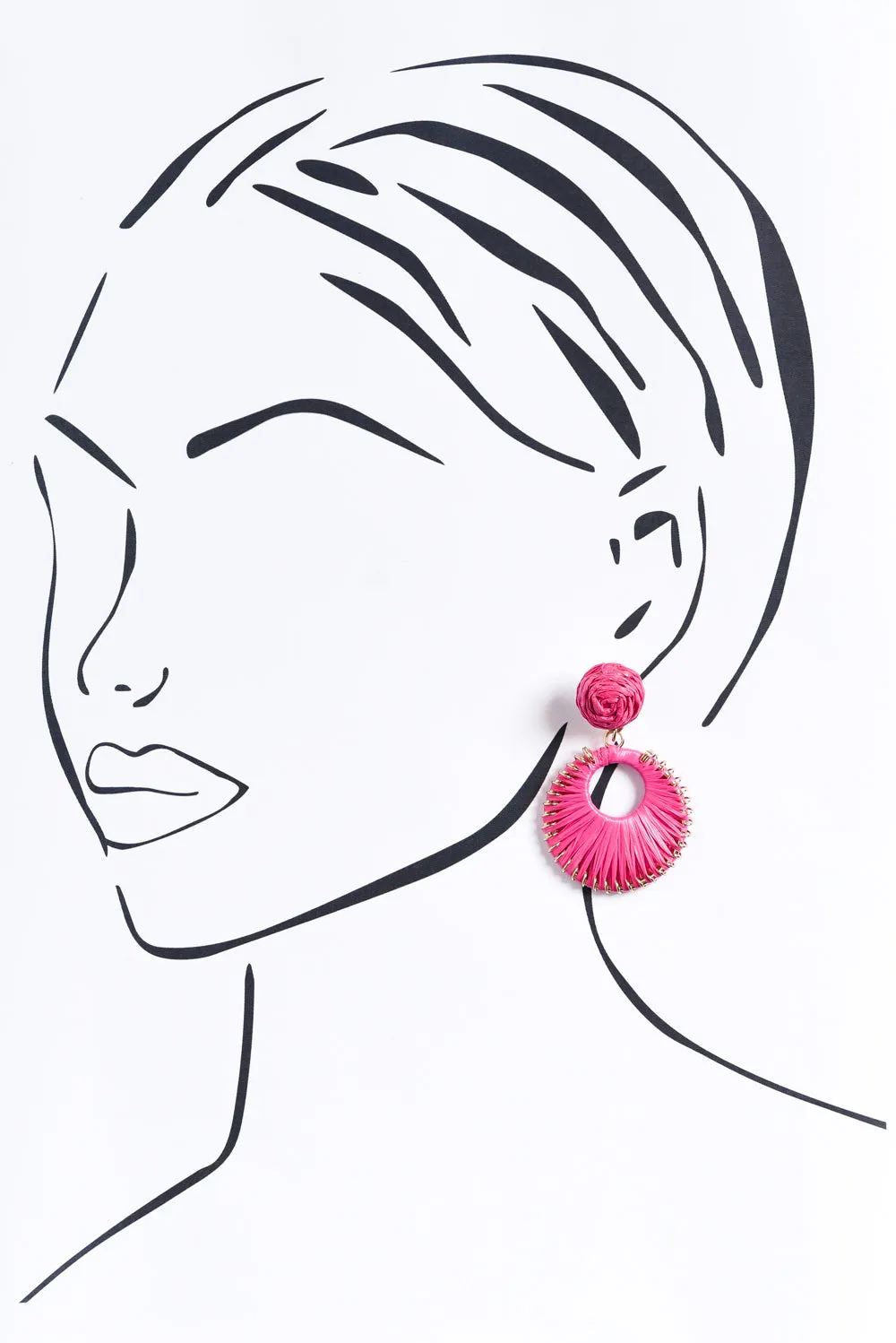 Aeliana Pink Raffia Drop Earrings sold by Blue Bungalow product image thumbnail 2