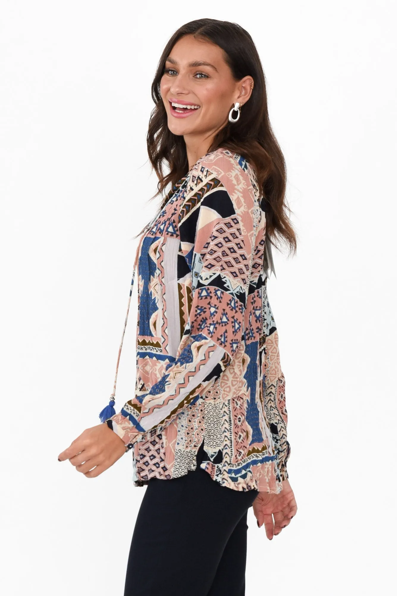 Adena Pink Aztec Round Neck Top sold by Blue Bungalow product image thumbnail 3