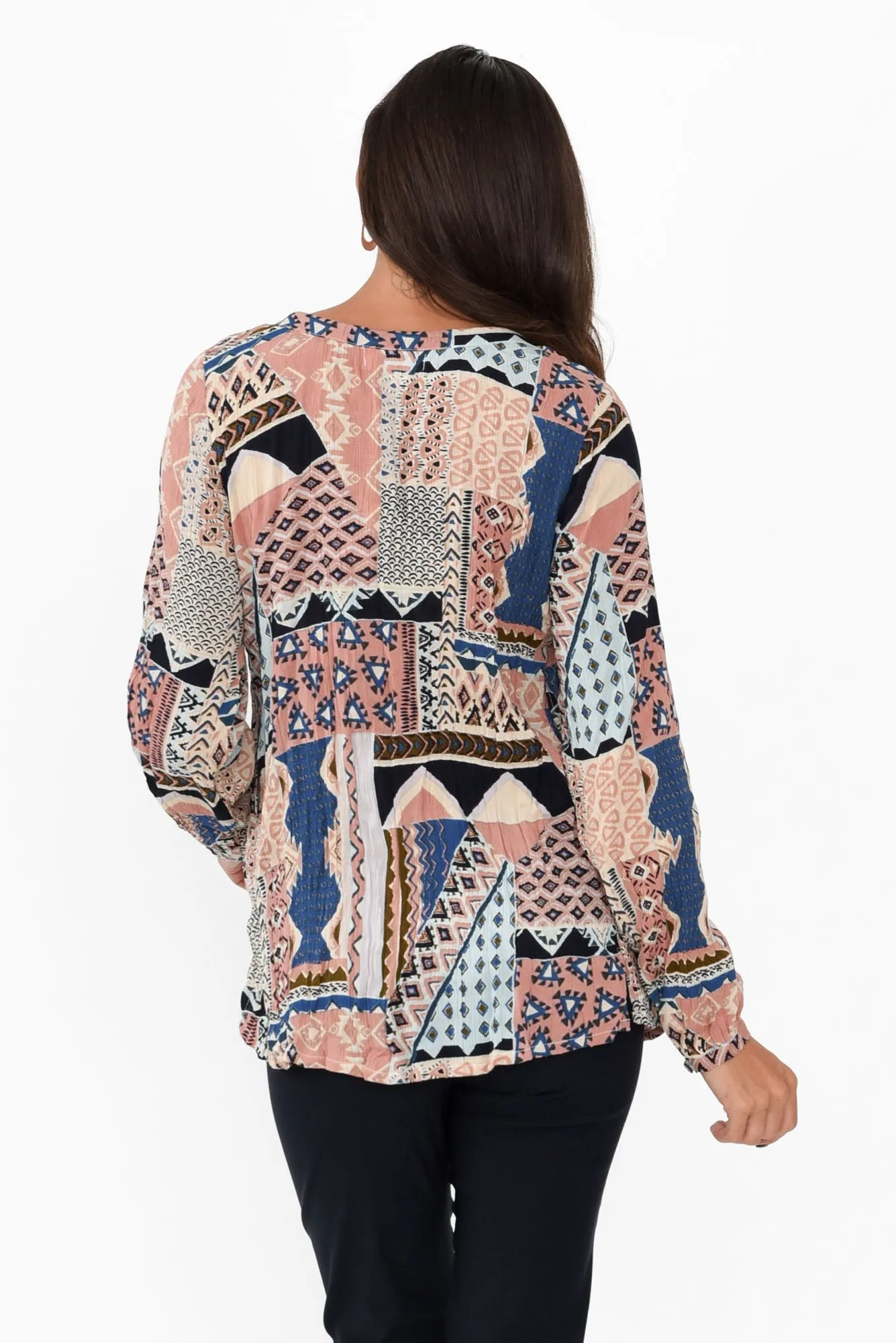 Adena Pink Aztec Round Neck Top sold by Blue Bungalow product image thumbnail 4