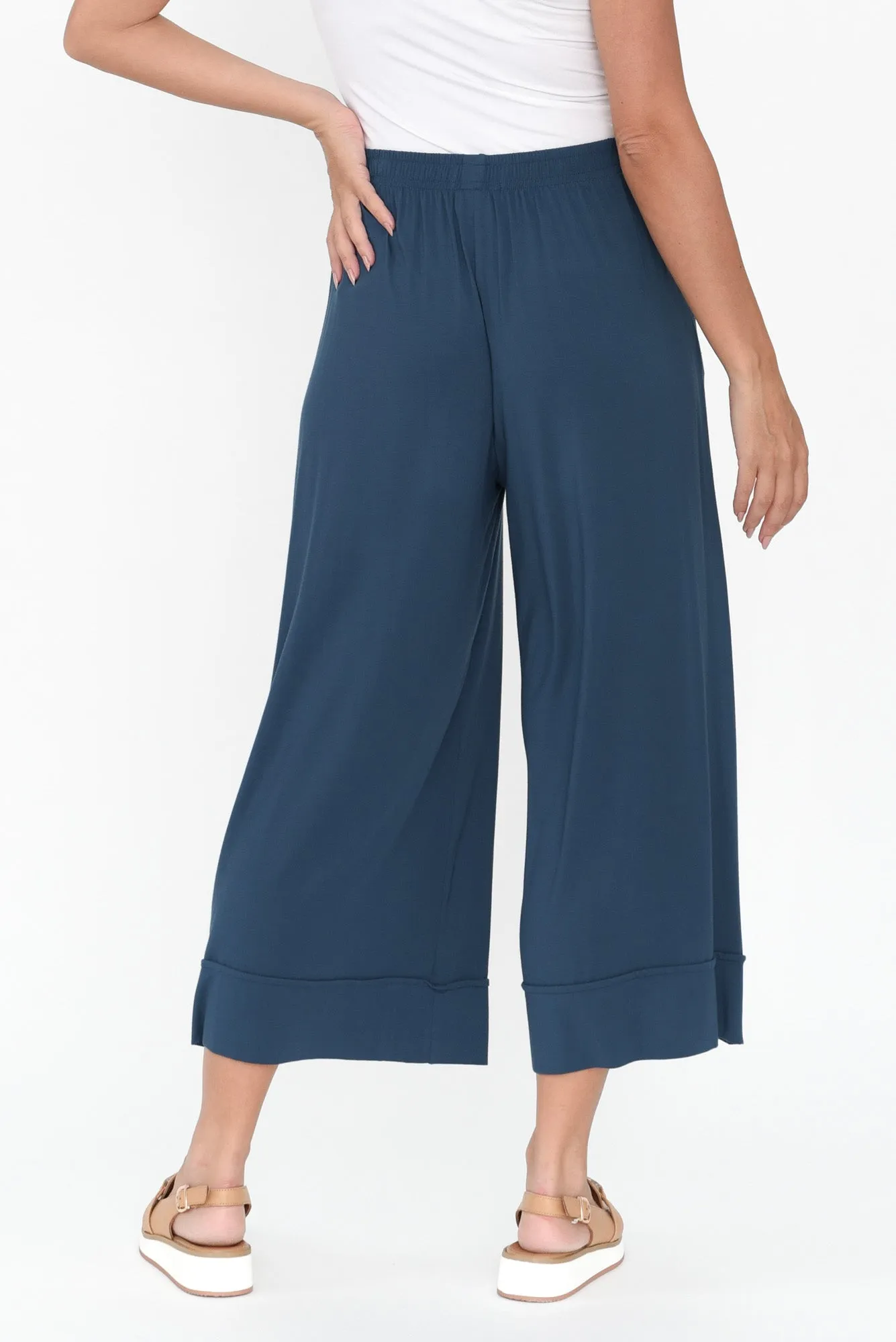 Lena Deep Blue Micro Modal Resort Pants sold by Blue Bungalow product image thumbnail 5