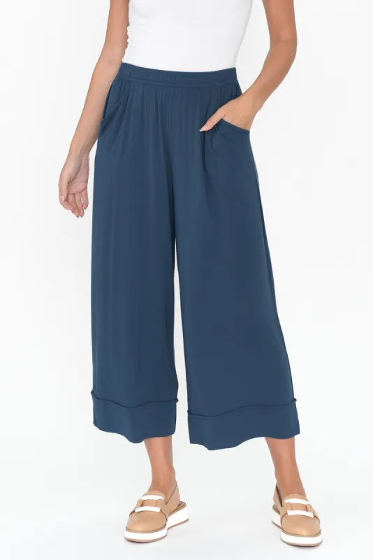 Lena Deep Blue Micro Modal Resort Pants sold by Blue Bungalow