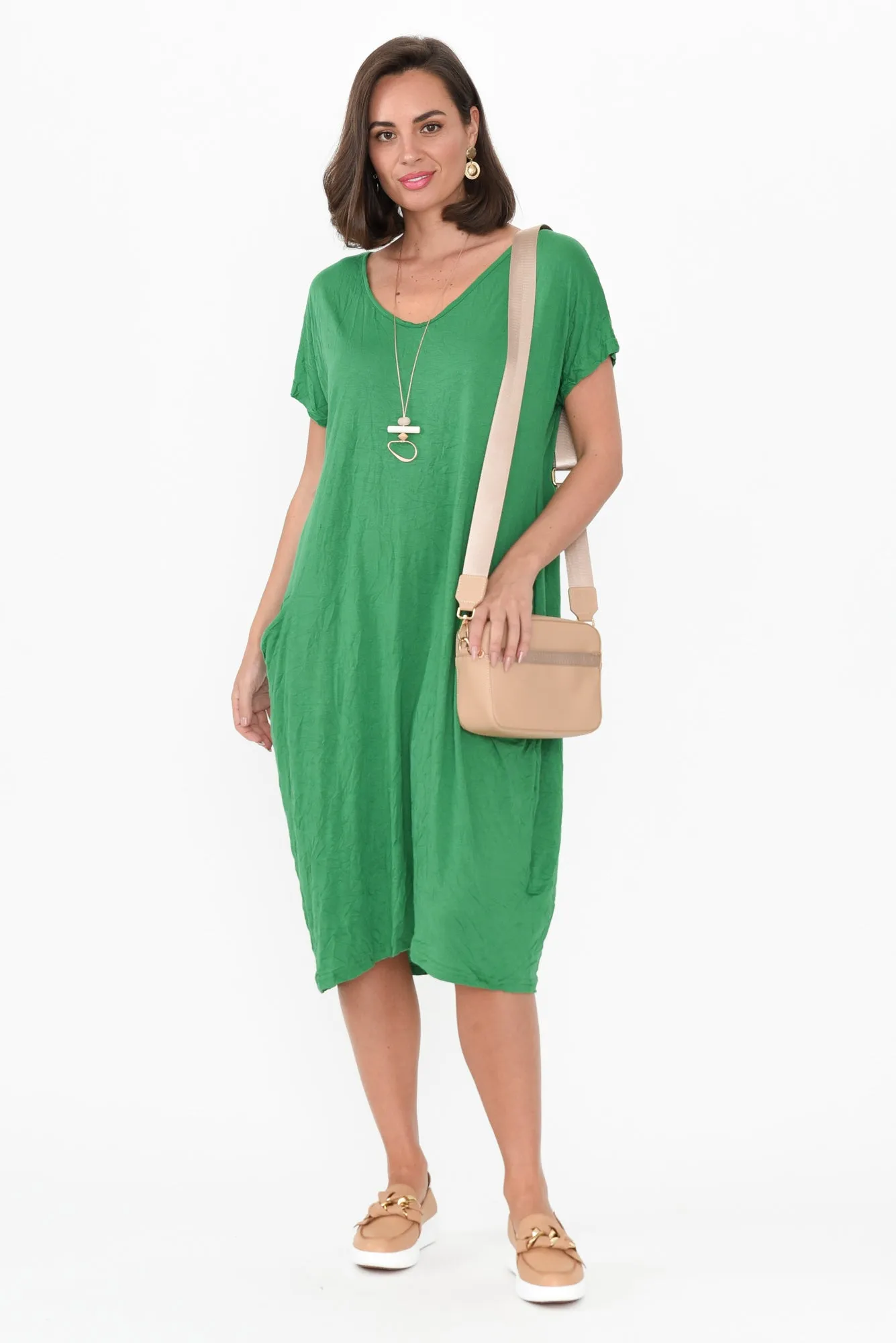 Travel Green Crinkle Cotton Dress sold by Blue Bungalow product image thumbnail 2
