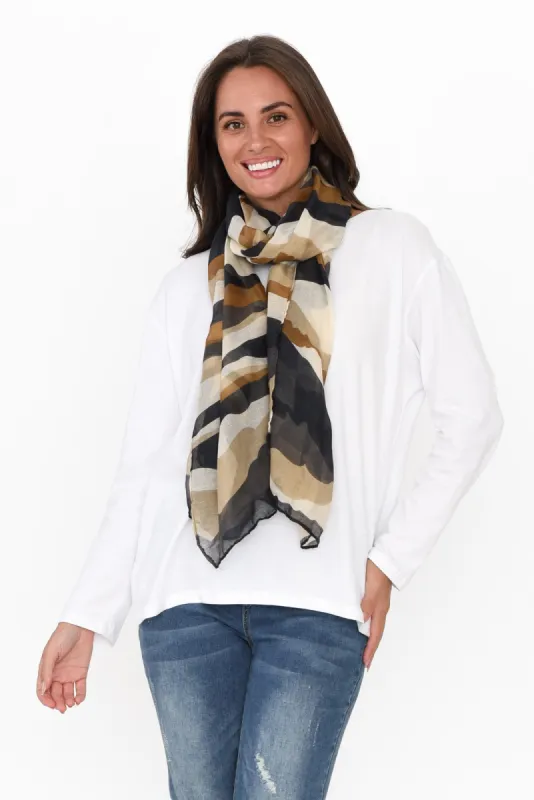 Jora Mocha Stripe Scarf sold by Blue Bungalow