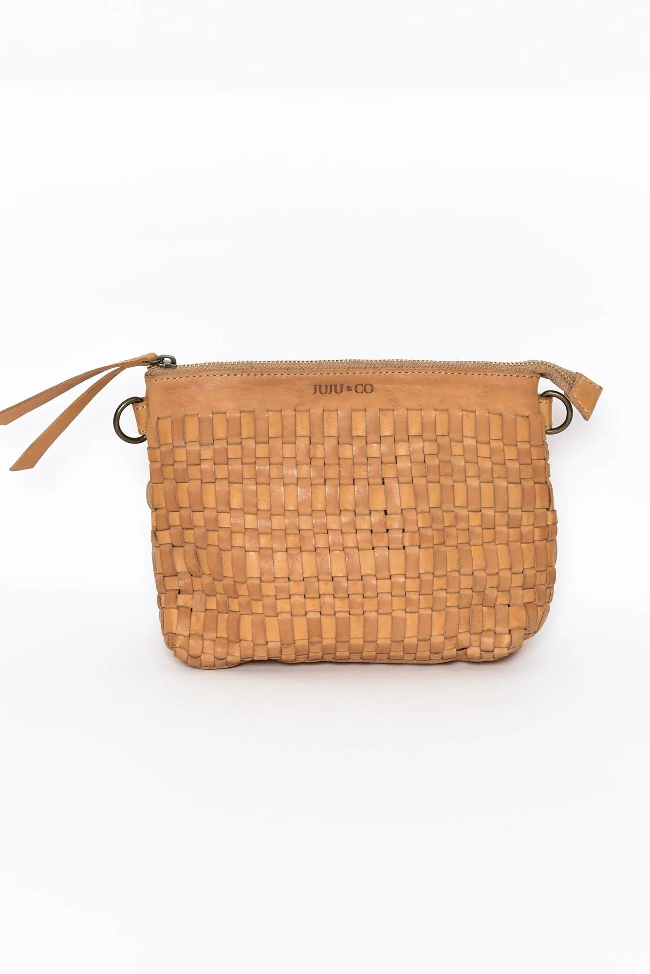 Bray Tan Woven Crossbody Bag sold by Blue Bungalow