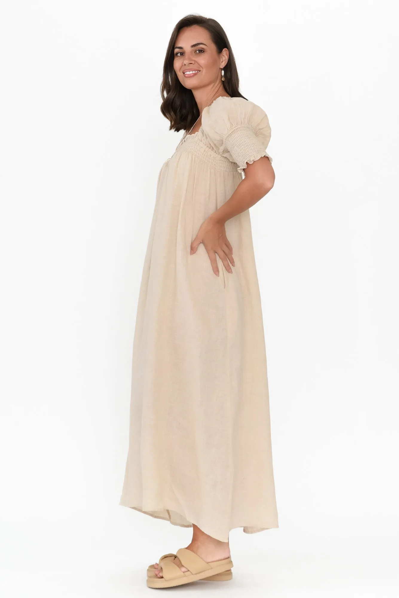 Bethania Beige Linen Dress sold by Blue Bungalow product image thumbnail 3