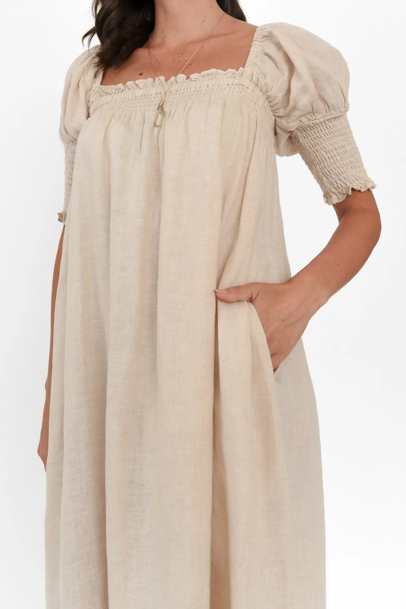 Bethania Beige Linen Dress sold by Blue Bungalow product image thumbnail 5