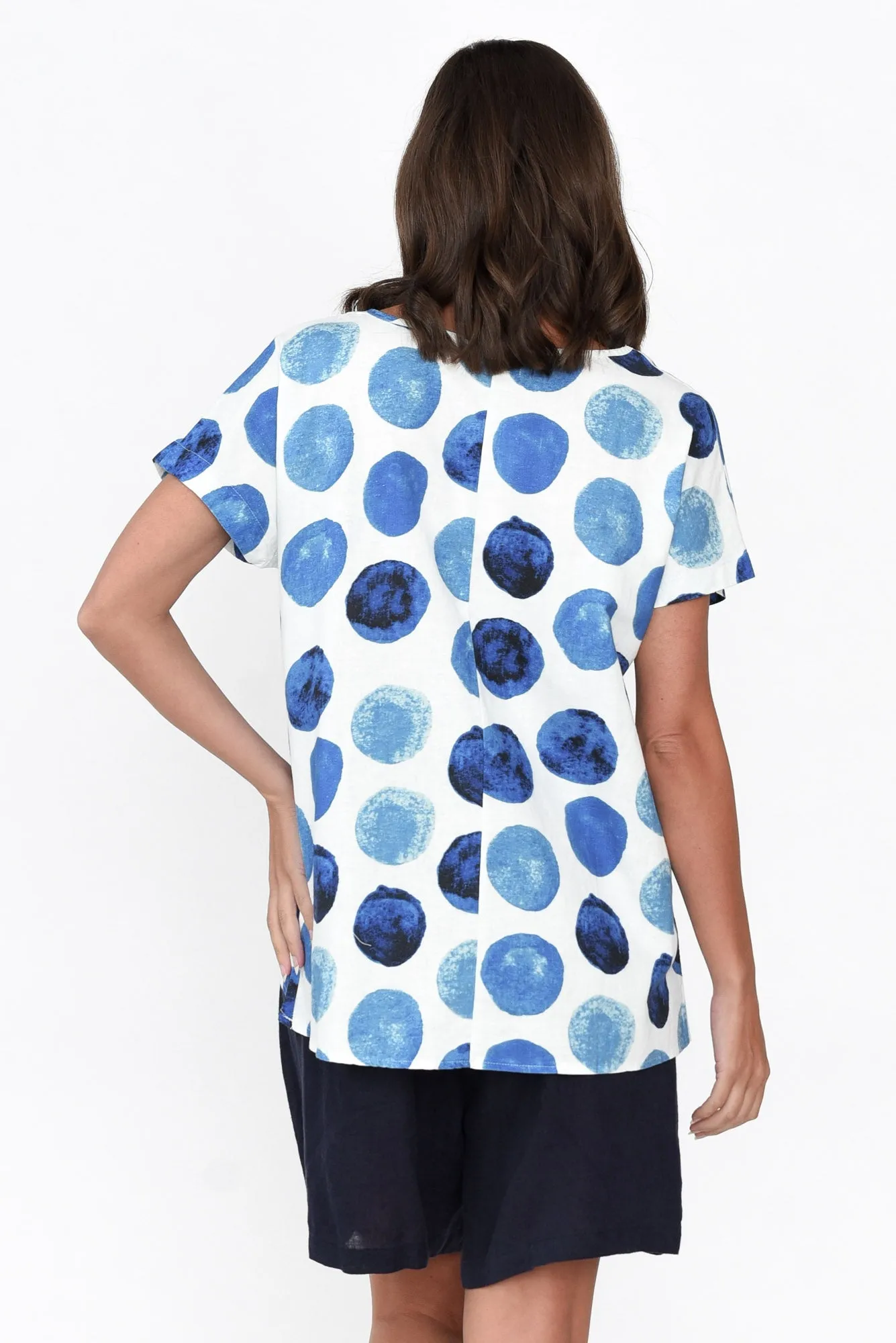 Ryle Blue Spot Linen Top sold by Blue Bungalow product image thumbnail 4