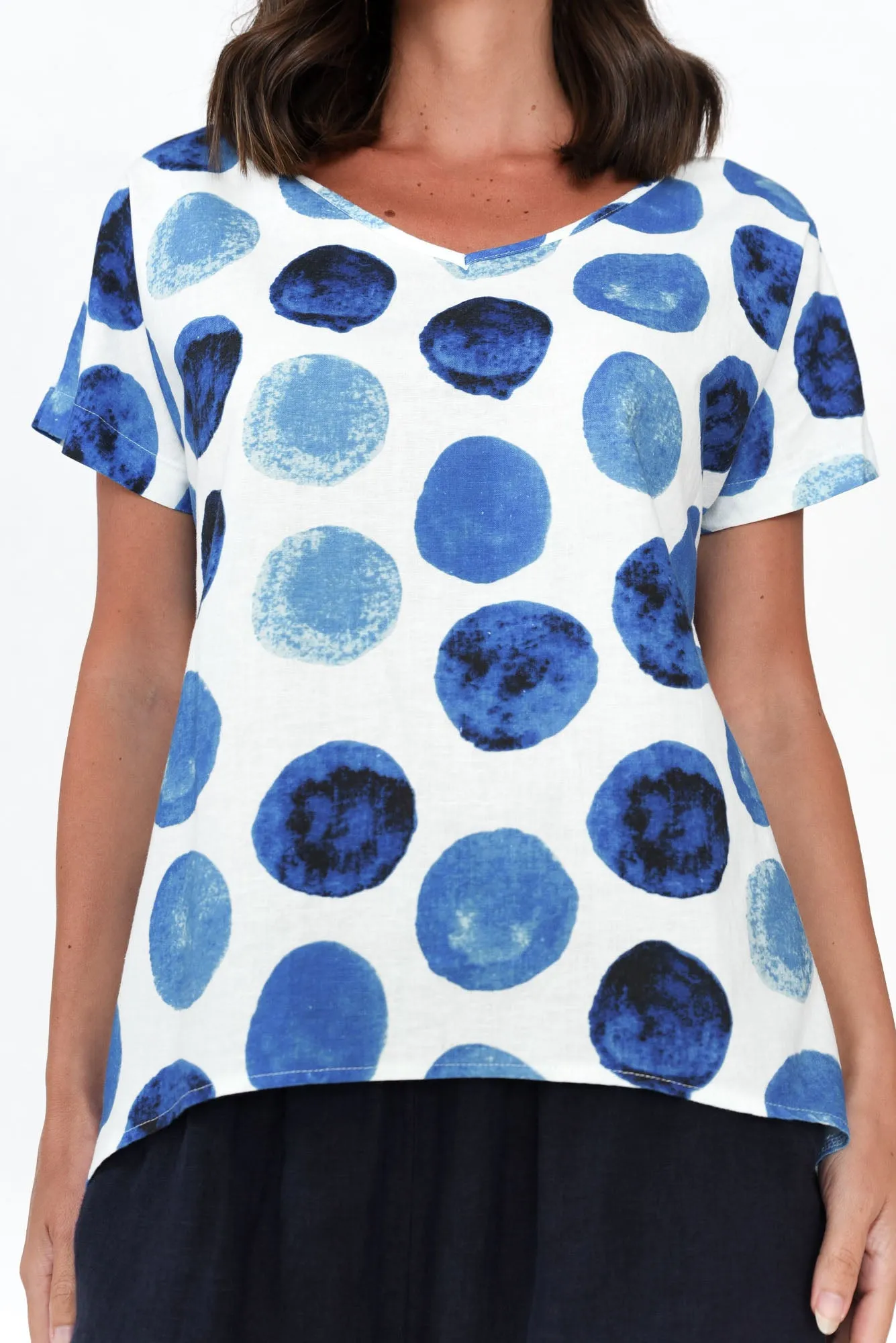 Ryle Blue Spot Linen Top sold by Blue Bungalow product image thumbnail 5