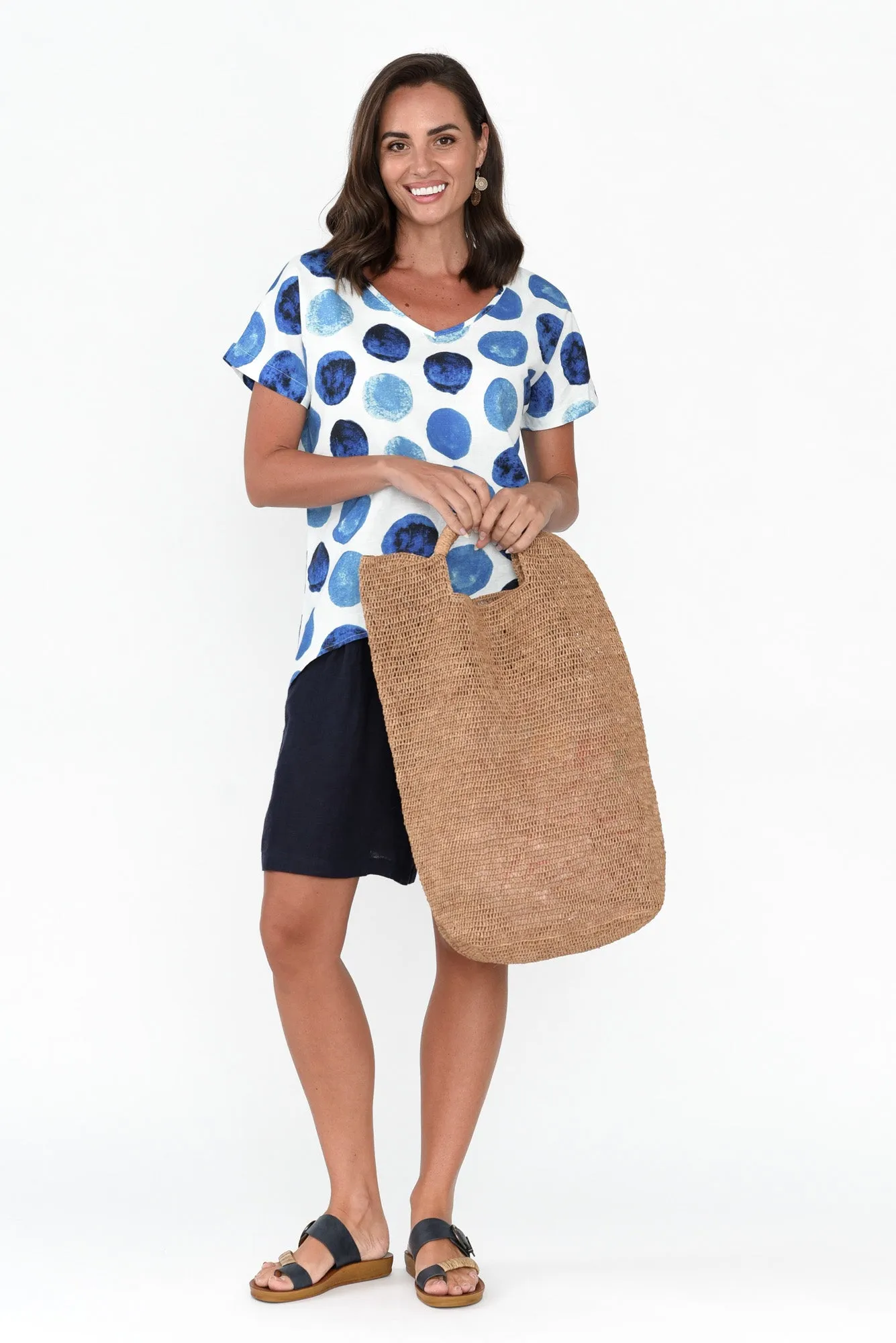 Ryle Blue Spot Linen Top sold by Blue Bungalow product image thumbnail 2