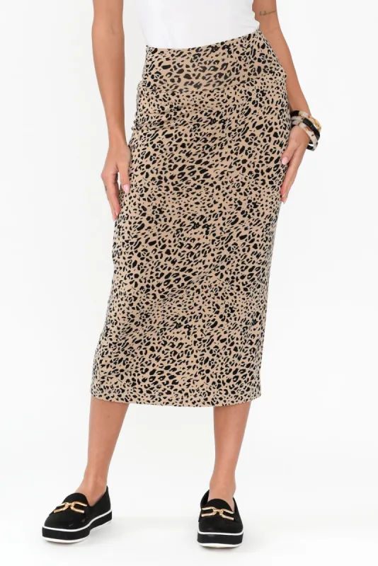 Leopard Bamboo Maxi Tube Skirt sold by Blue Bungalow