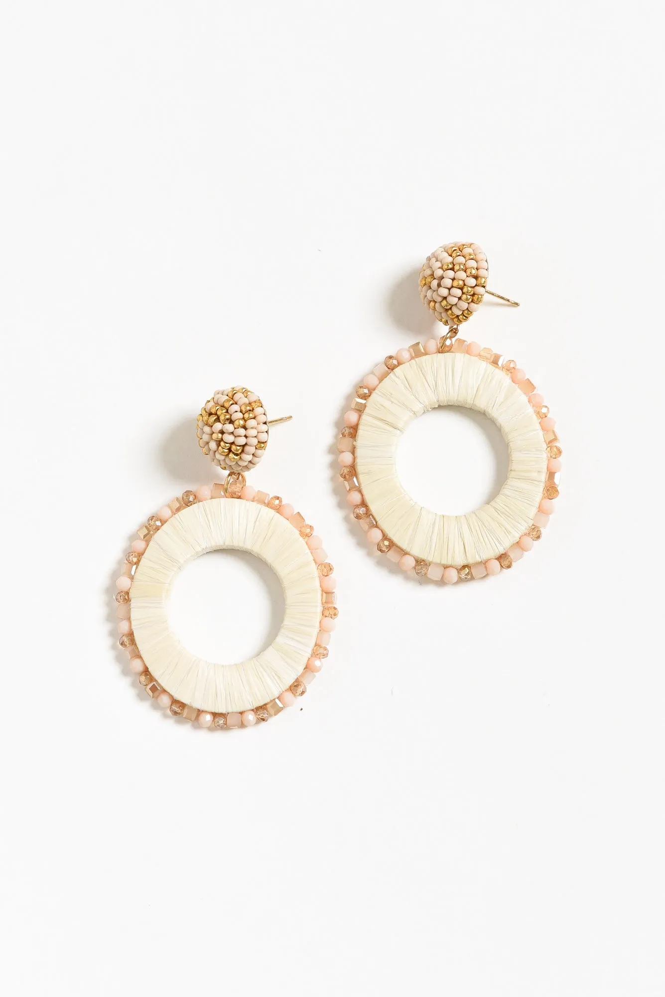 Solas Cream Beaded Drop Earrings sold by Blue Bungalow