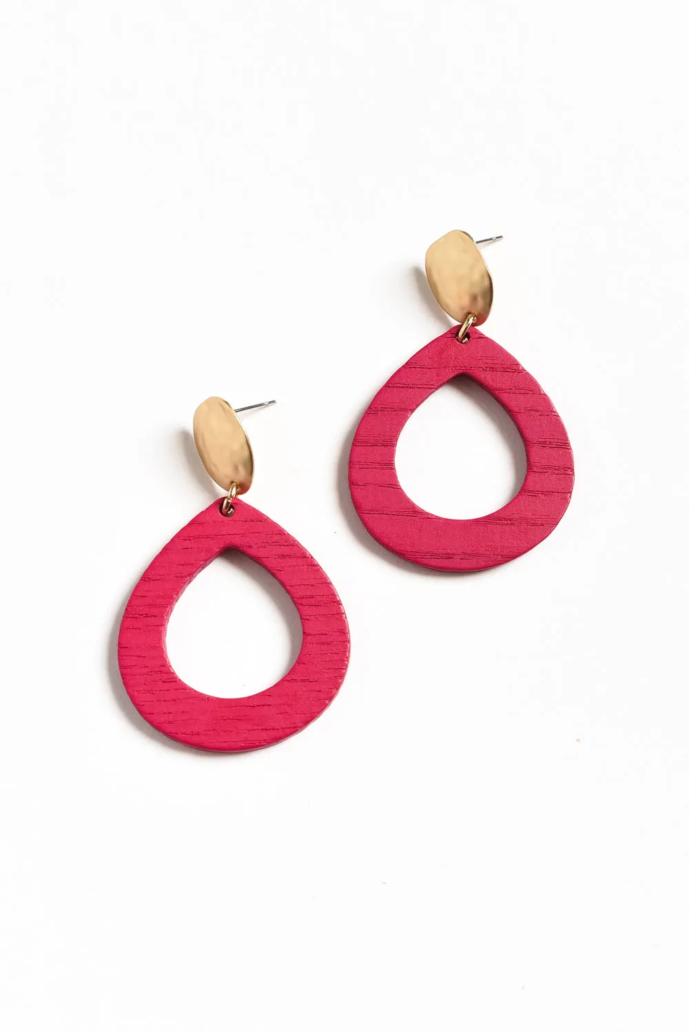 Tinsley Fuchsia Wood Earrings sold by Blue Bungalow