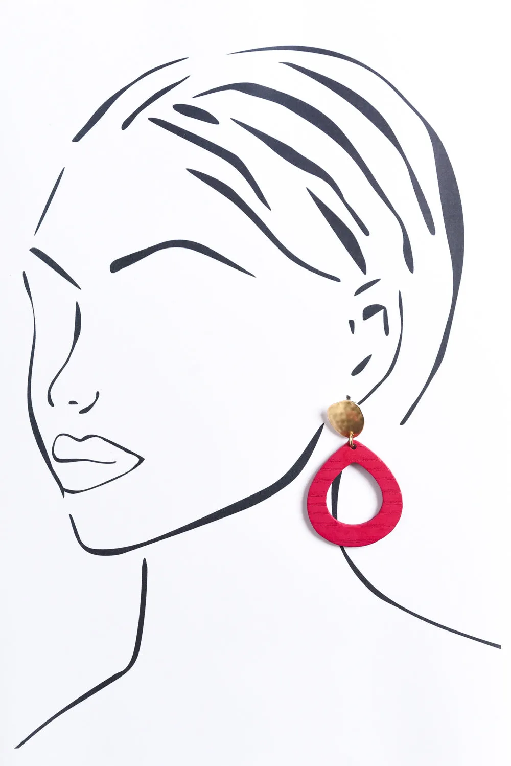 Tinsley Fuchsia Wood Earrings sold by Blue Bungalow product image thumbnail 2