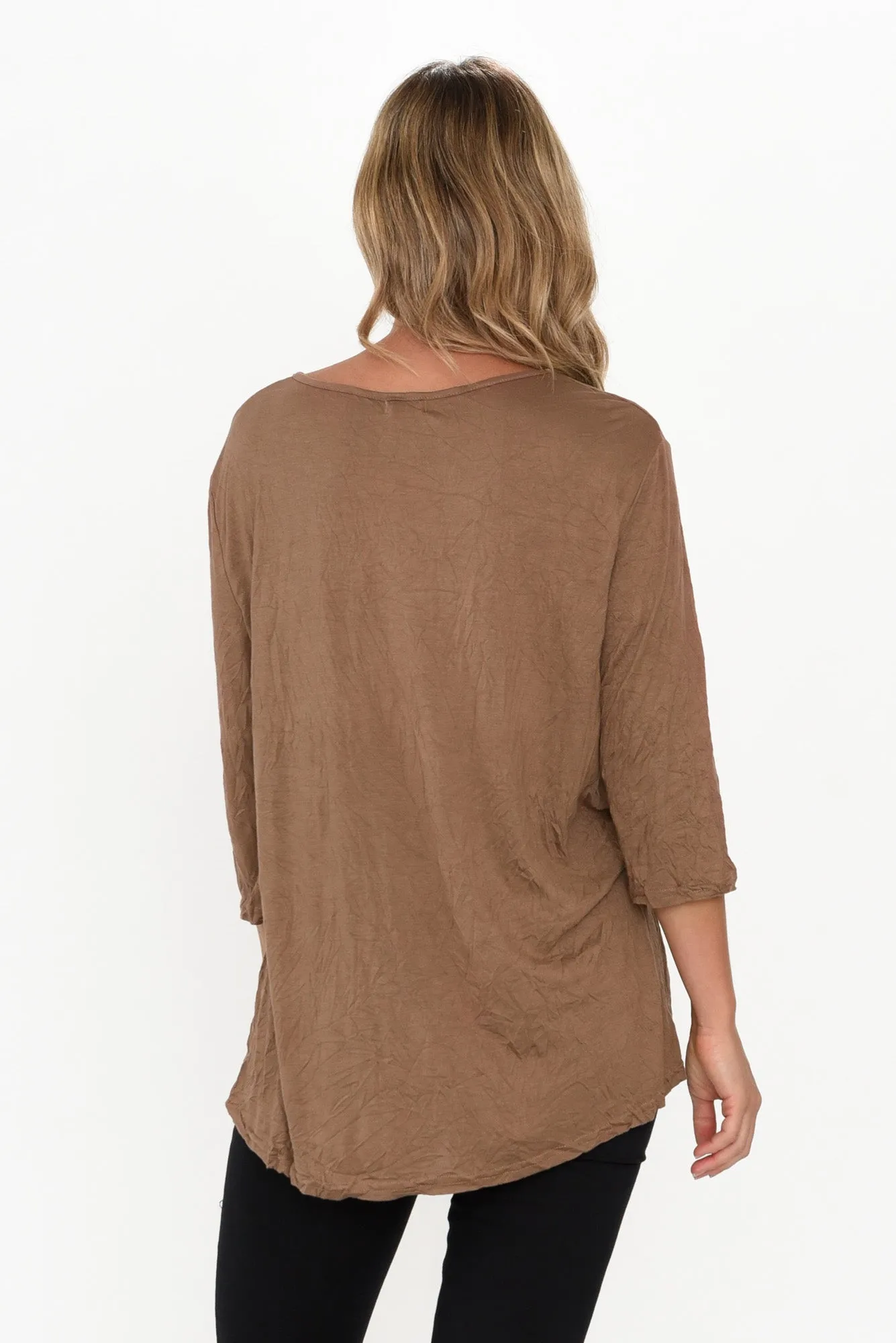 Julita Brown Crinkle Cotton Top sold by Blue Bungalow product image thumbnail 5