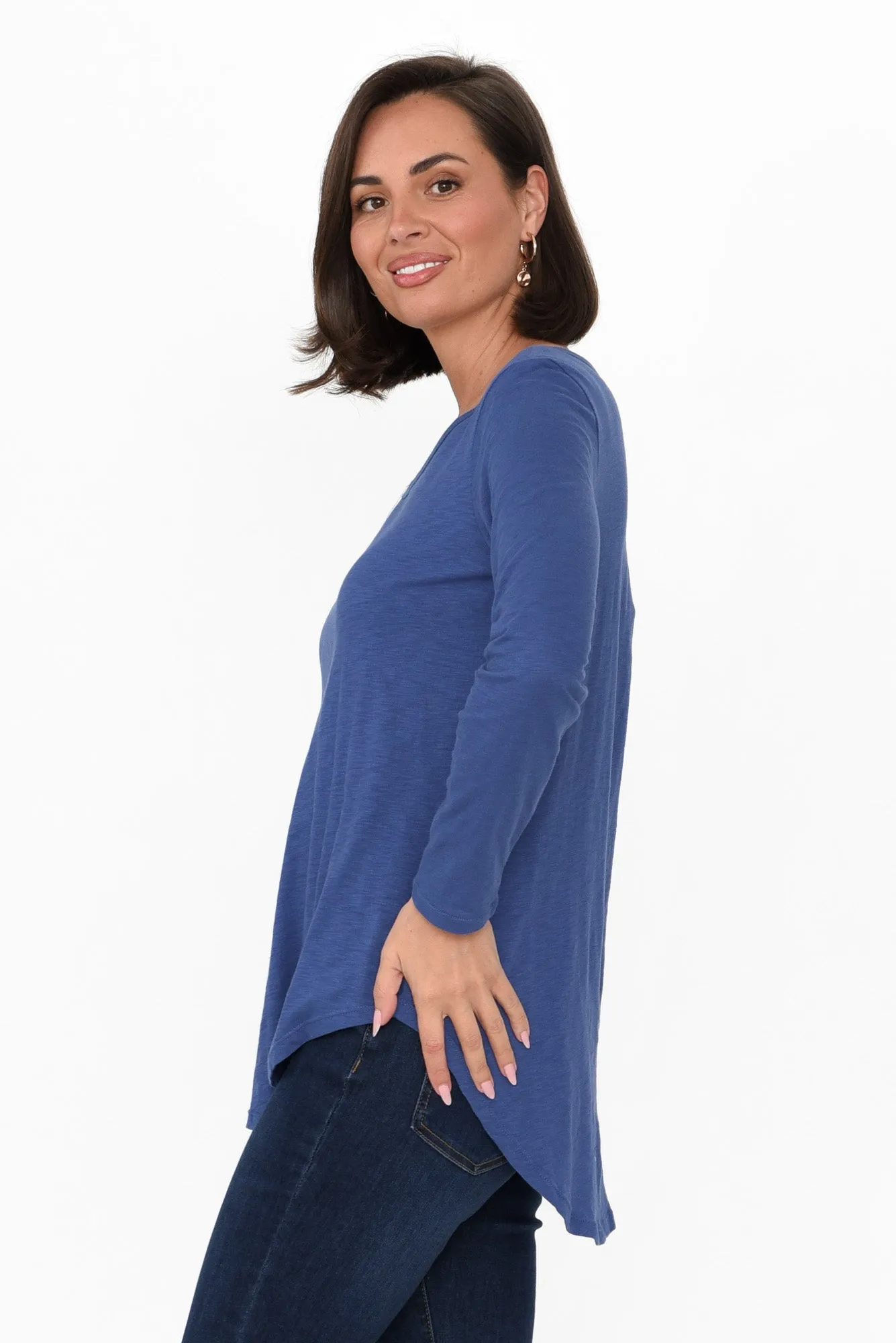 Megan Ocean Cotton Long Sleeve Top sold by Blue Bungalow product image thumbnail 4