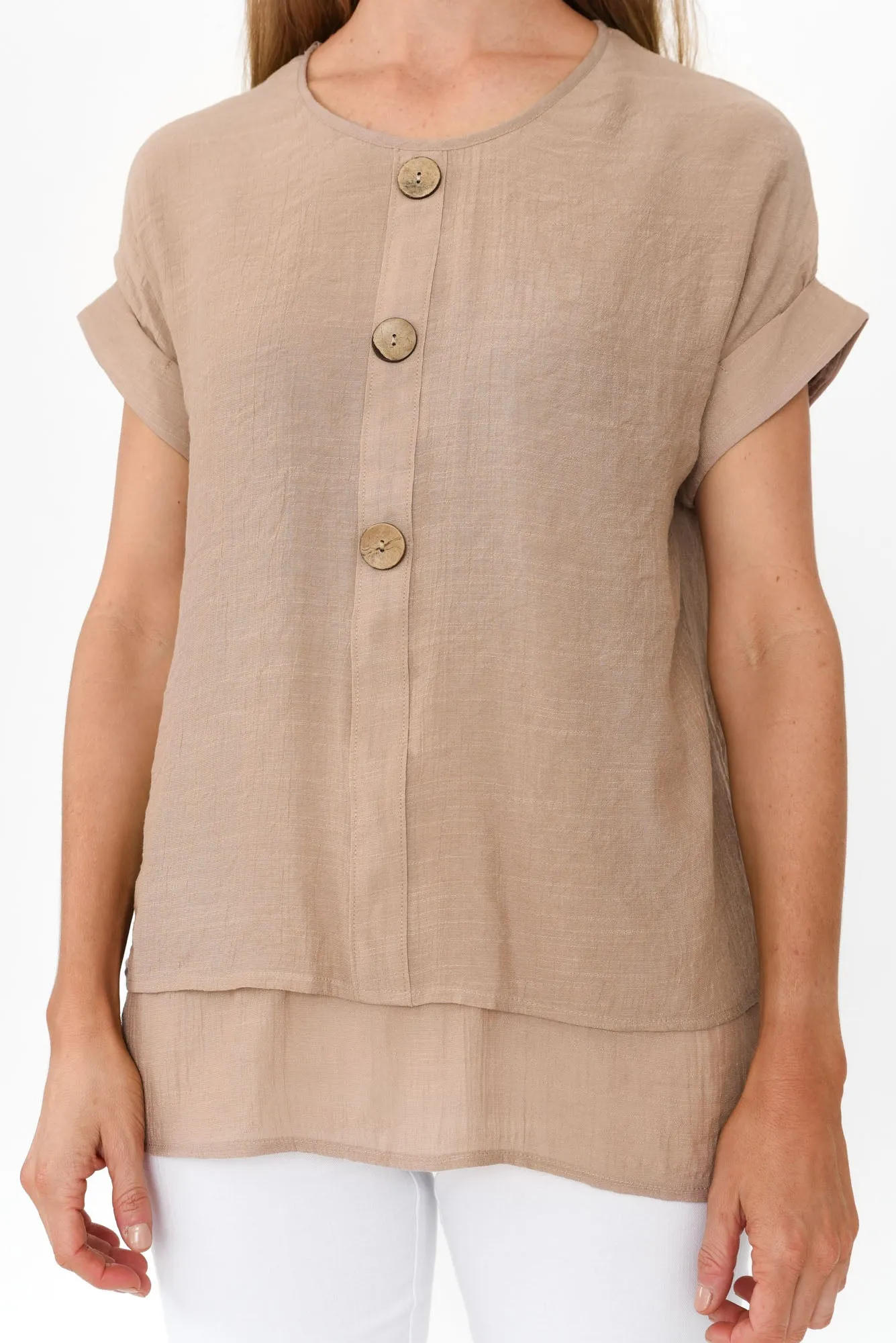 Abilene Beige Button Top sold by Blue Bungalow product image thumbnail 5