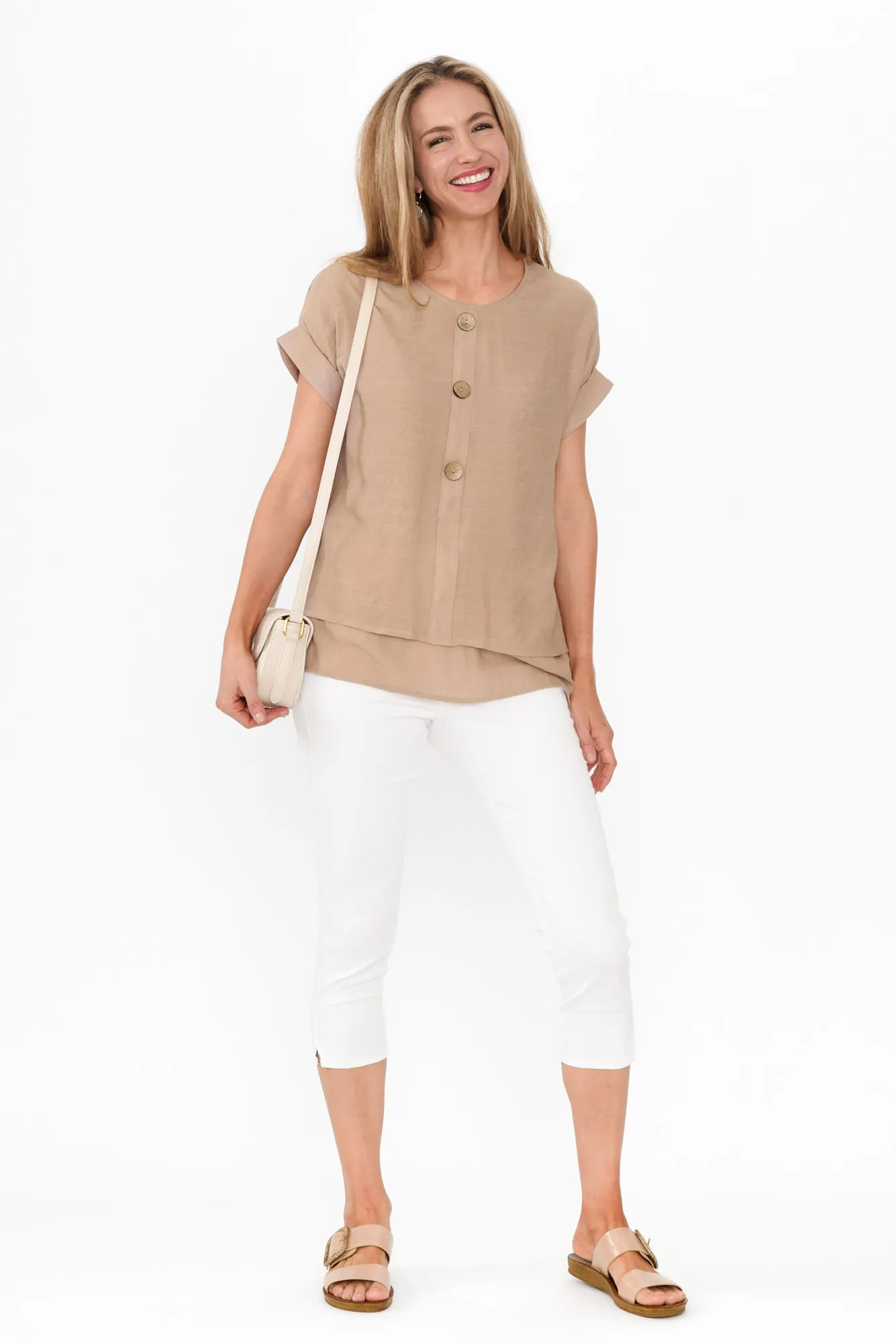 Abilene Beige Button Top sold by Blue Bungalow product image thumbnail 2