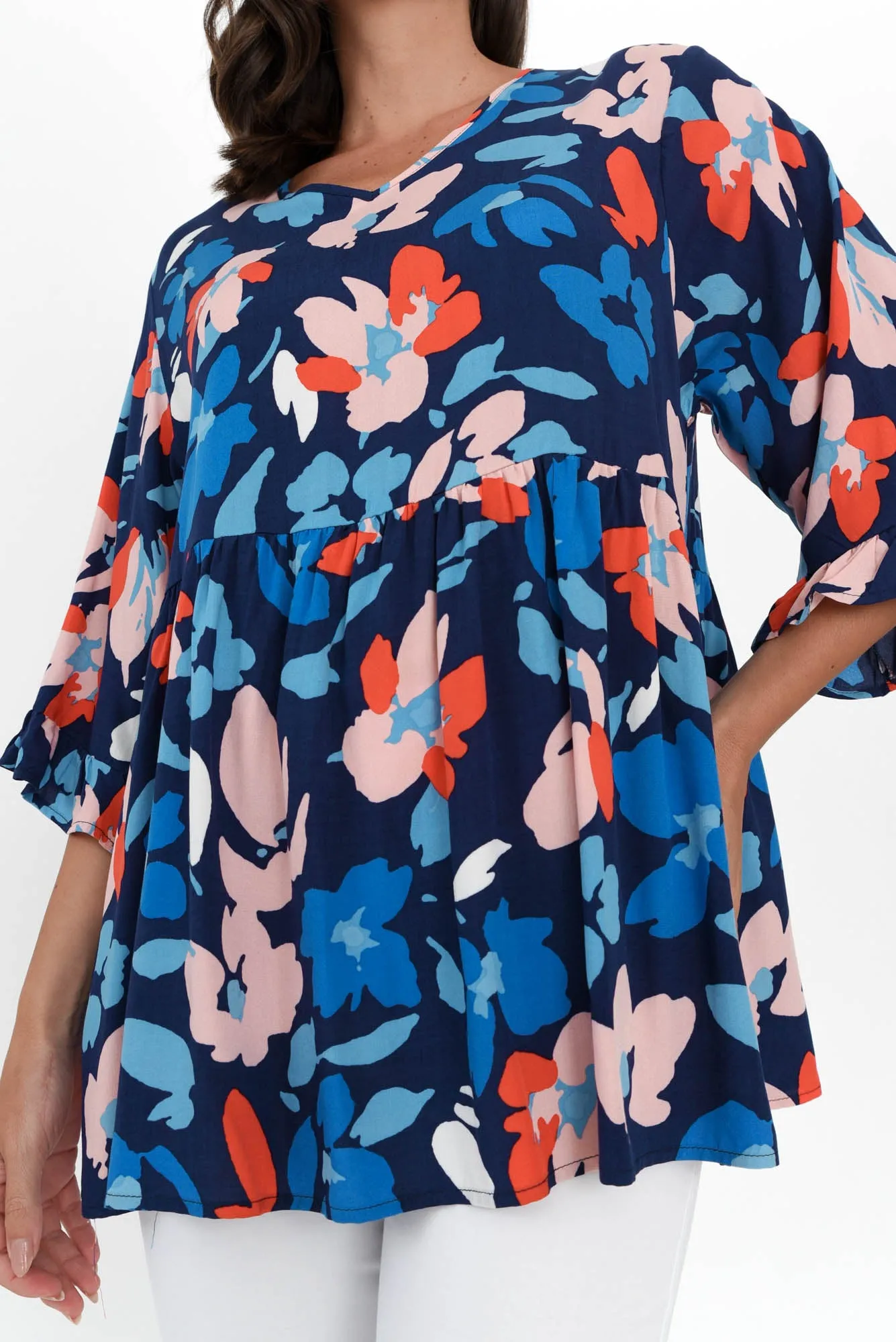 Renee Blue Bouquet Frill Top sold by Blue Bungalow product image thumbnail 5
