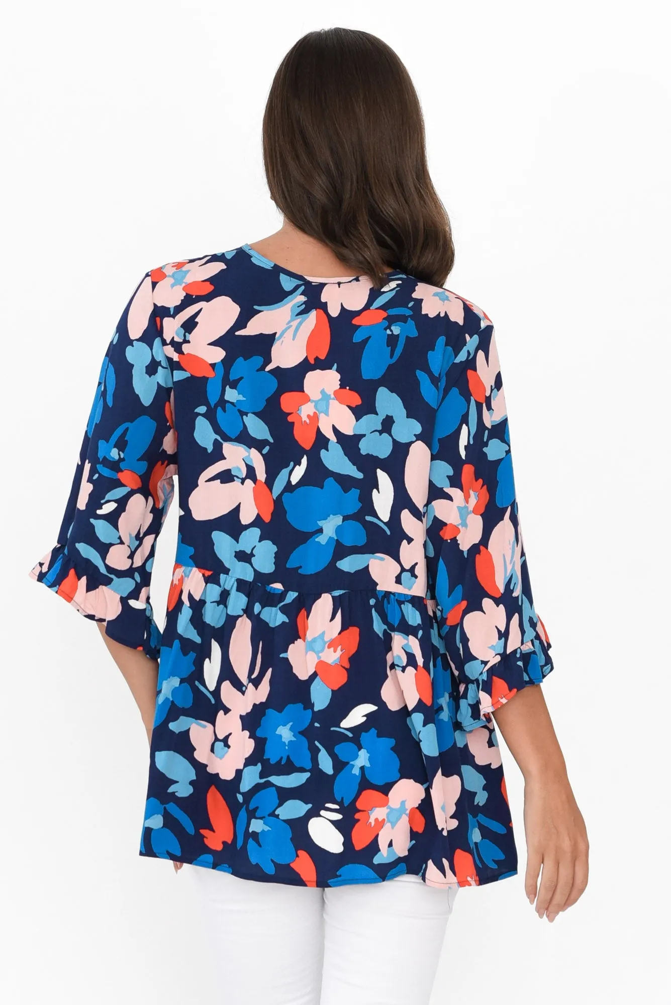 Renee Blue Bouquet Frill Top sold by Blue Bungalow product image thumbnail 4