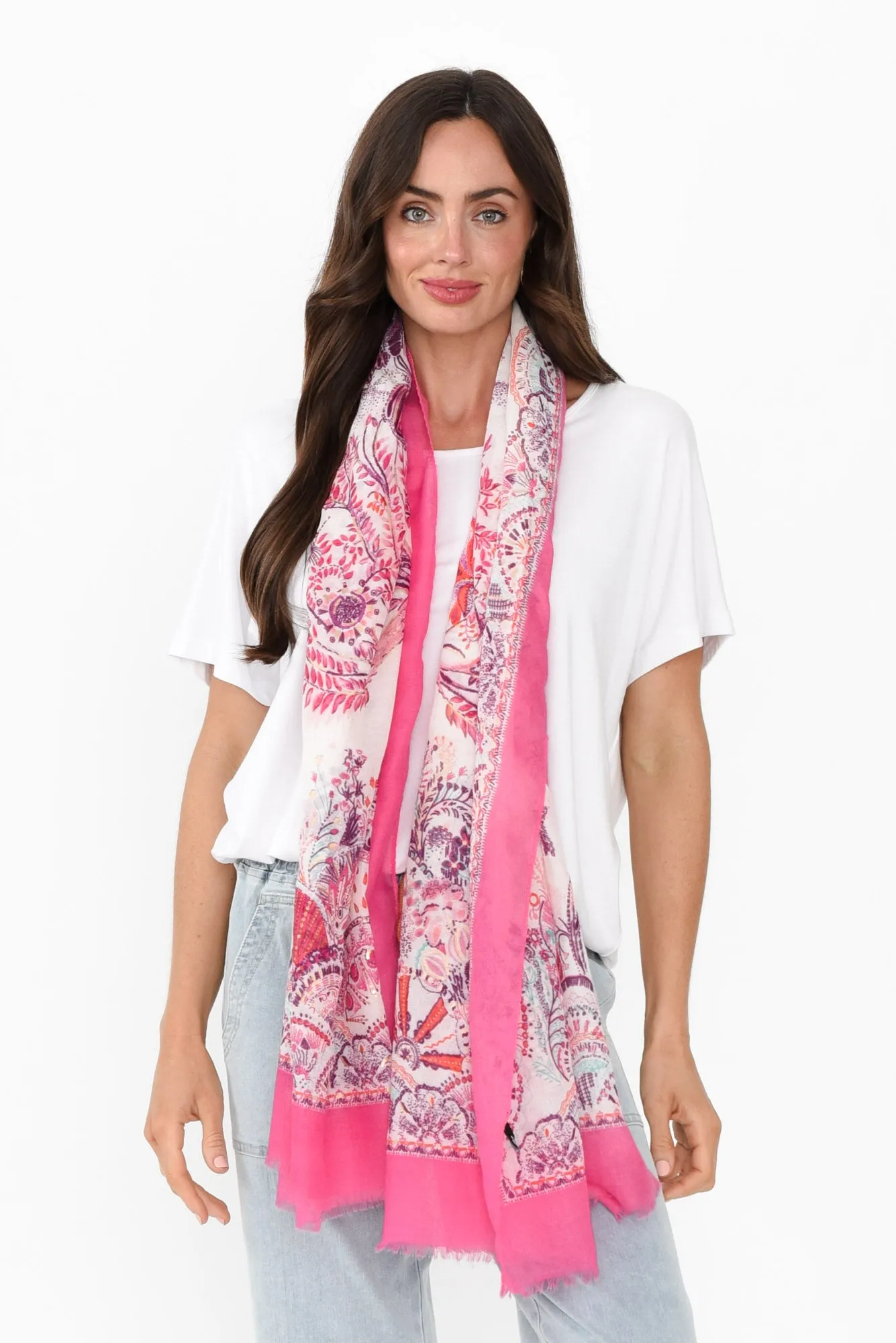 Suzuka Hot Pink Tree Scarf sold by Blue Bungalow product image thumbnail 2