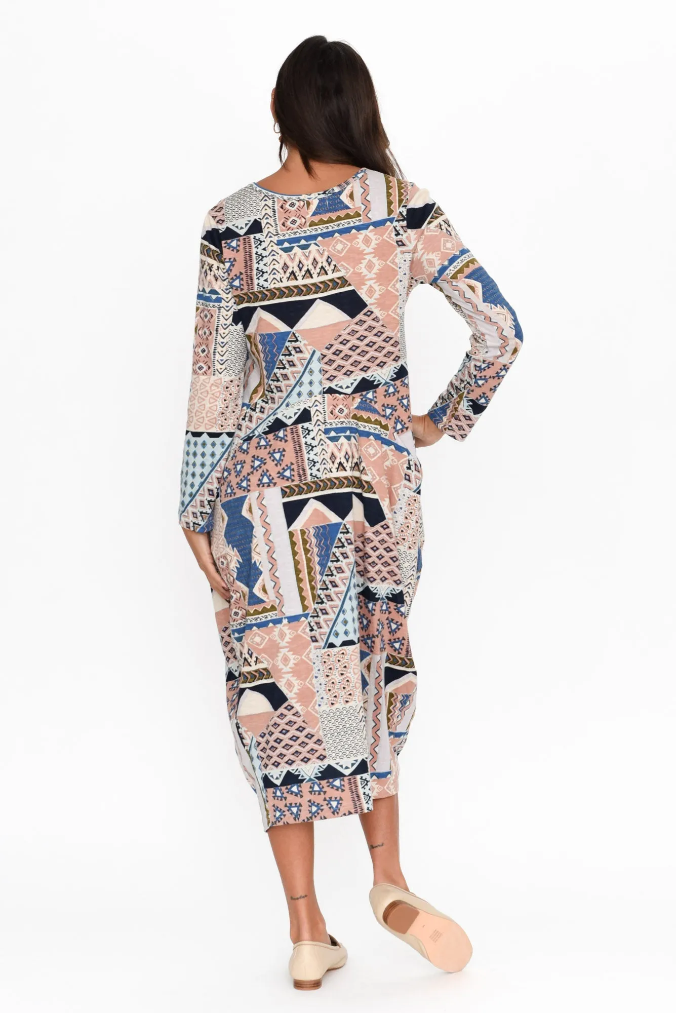 Adhan Pink Aztec Organic Cotton Dress sold by Blue Bungalow product image thumbnail 4