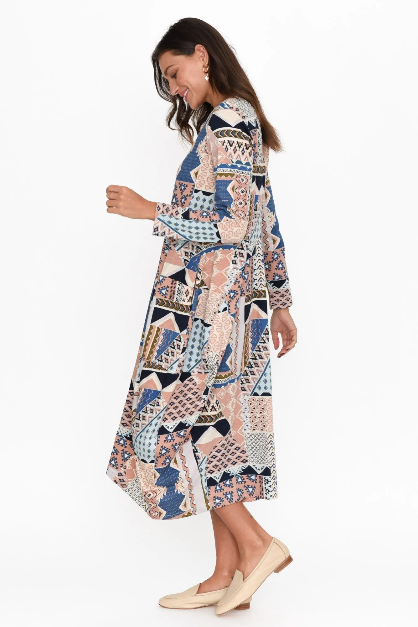 Adhan Pink Aztec Organic Cotton Dress sold by Blue Bungalow product image thumbnail 3