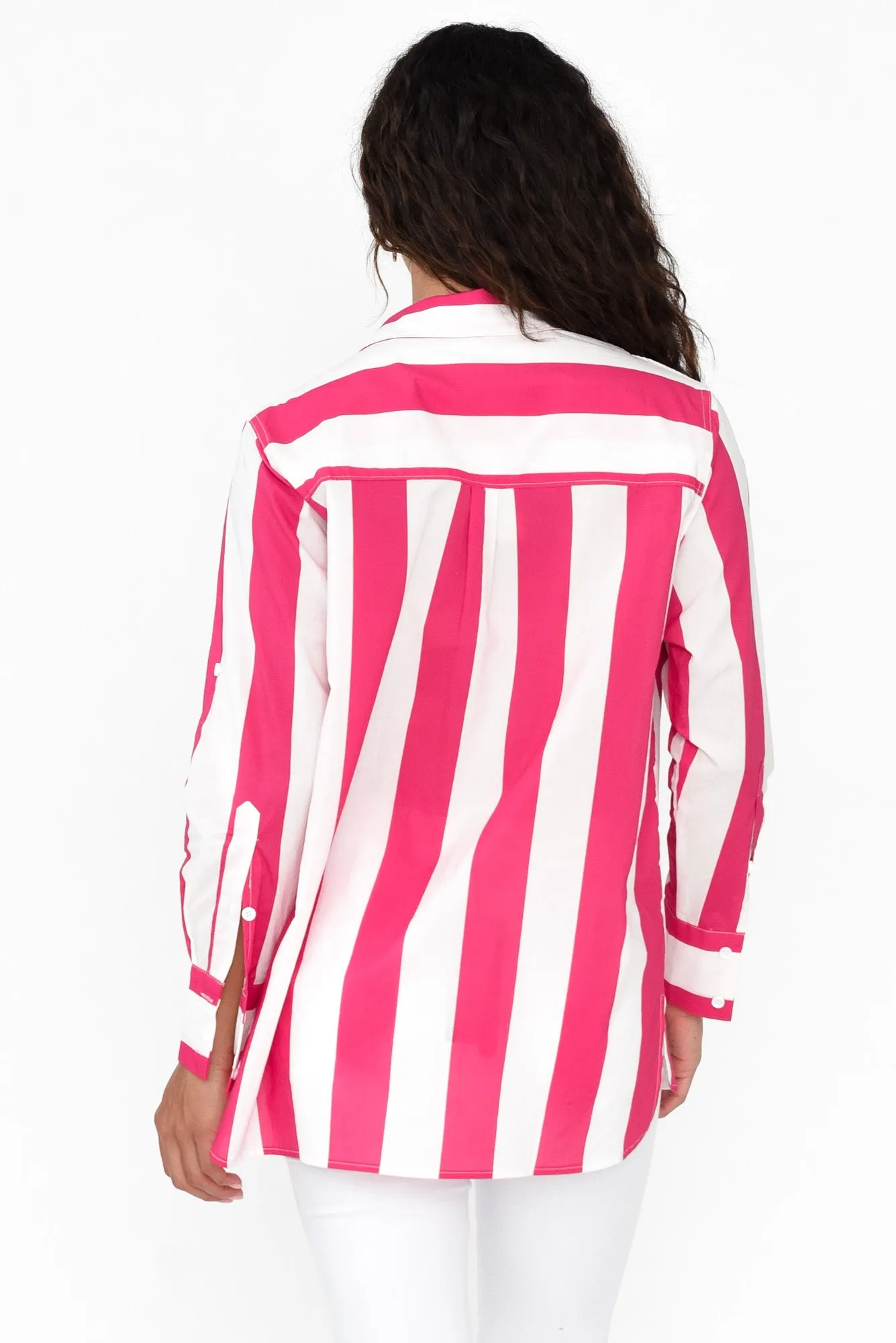 Maryann Pink Stripe Cotton Shirt sold by Blue Bungalow product image thumbnail 5