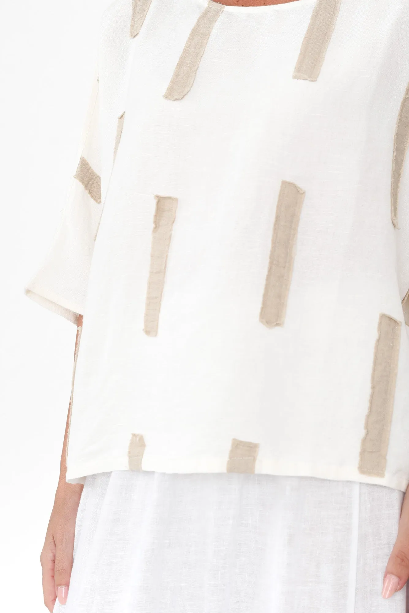 Kian Cream Dash Linen Top sold by Blue Bungalow product image thumbnail 5