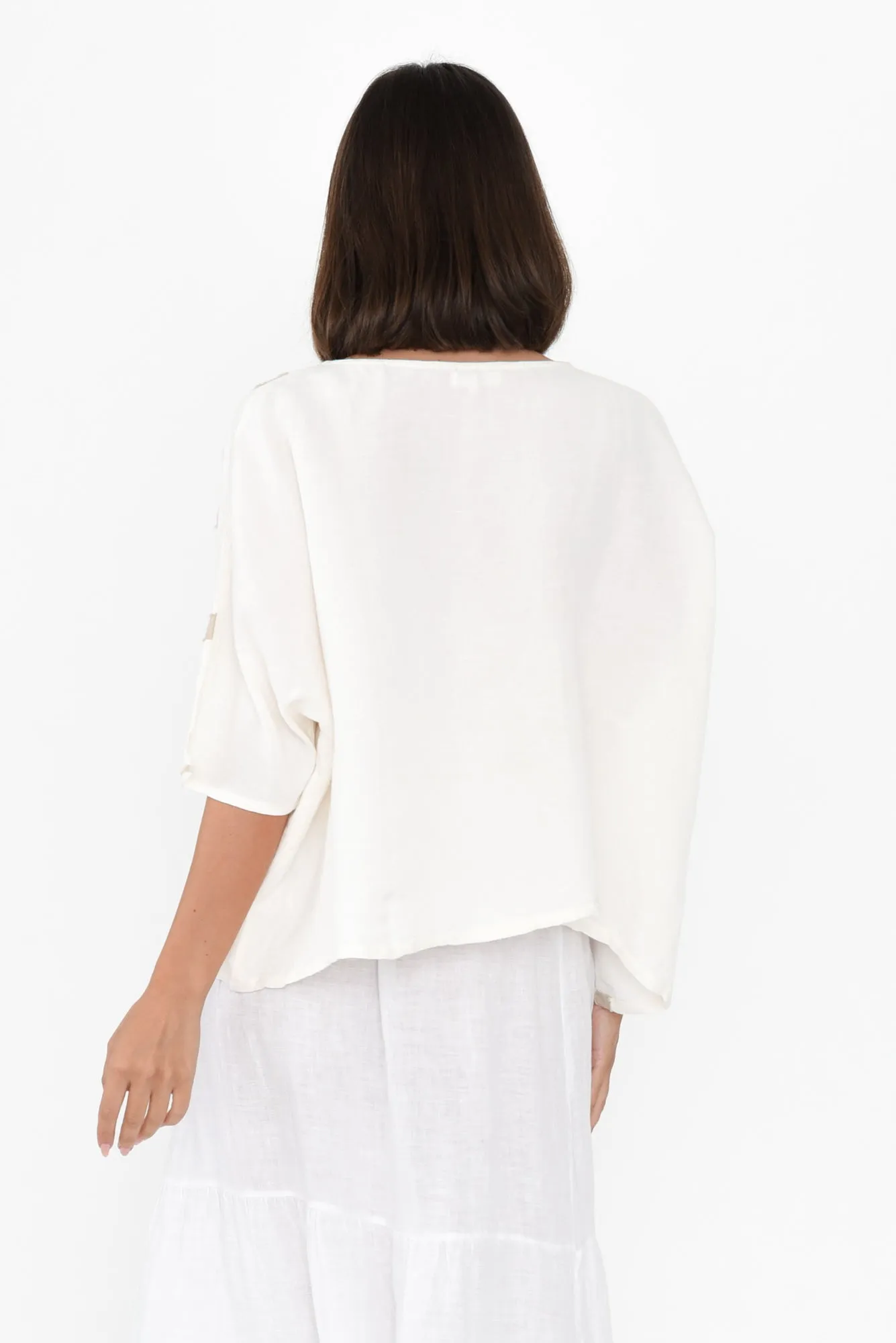 Kian Cream Dash Linen Top sold by Blue Bungalow product image thumbnail 4