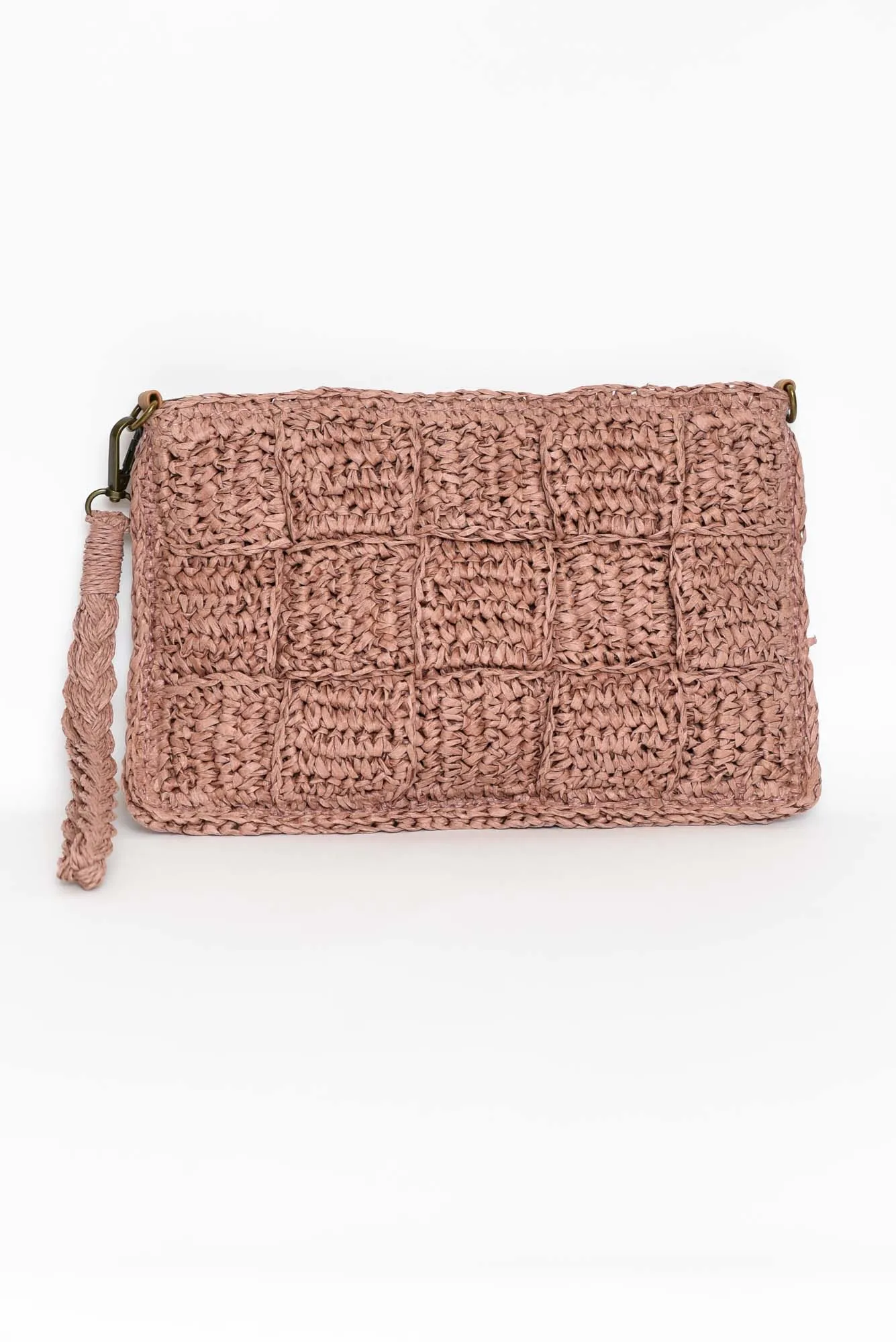 Milani Mauve Straw Shoulder Bag sold by Blue Bungalow